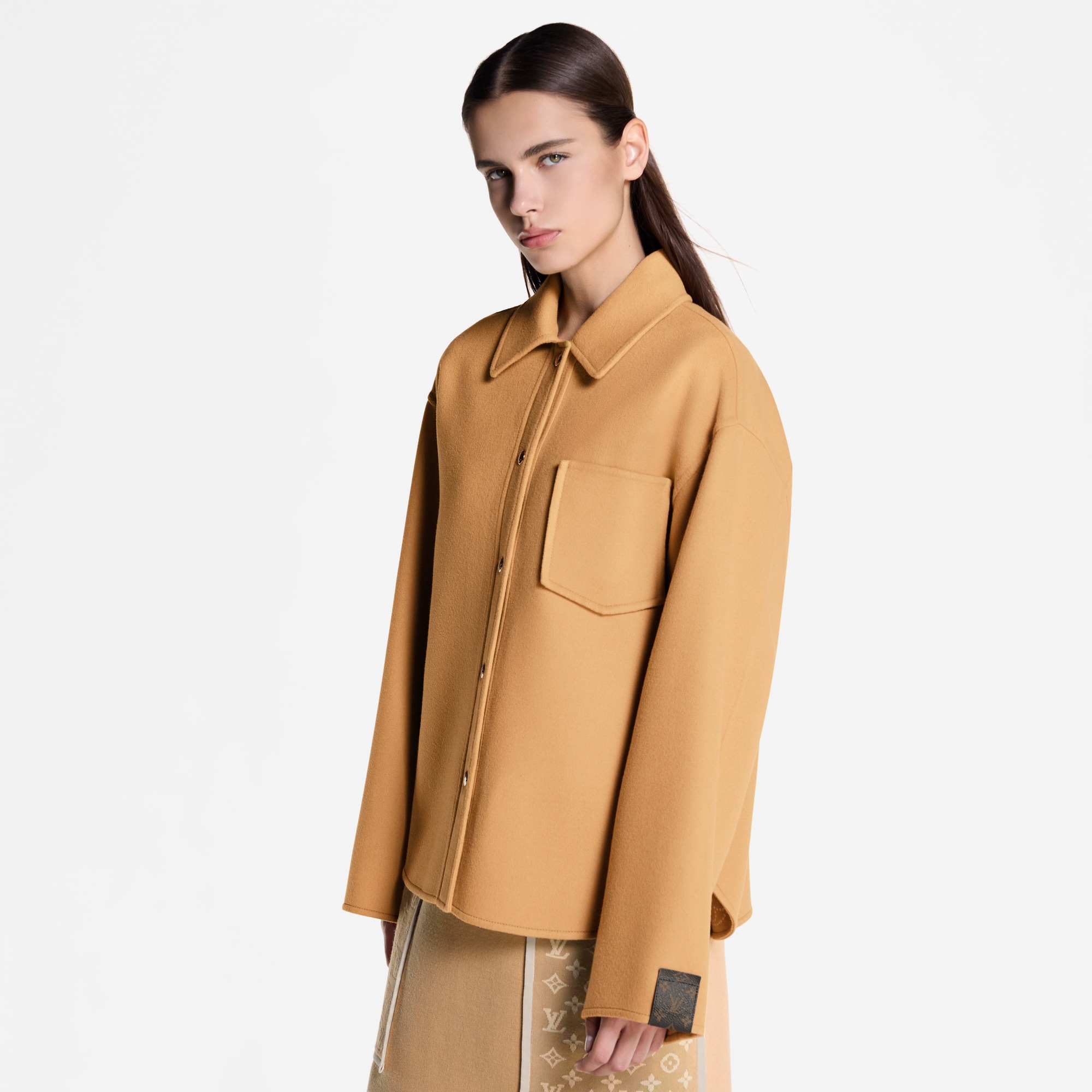 Double Face Zipper Sleeve Overshirt  in Women