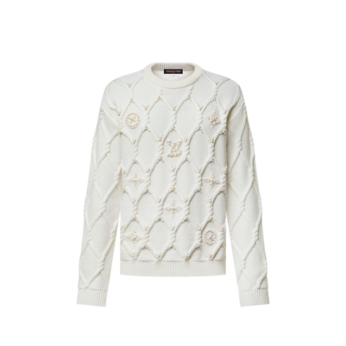 Embellished Cable Knit Wool Blend Pullover in Men's Ready-to-Wear All Ready-to-Wear collections by Louis Vuitton (Product zoom)