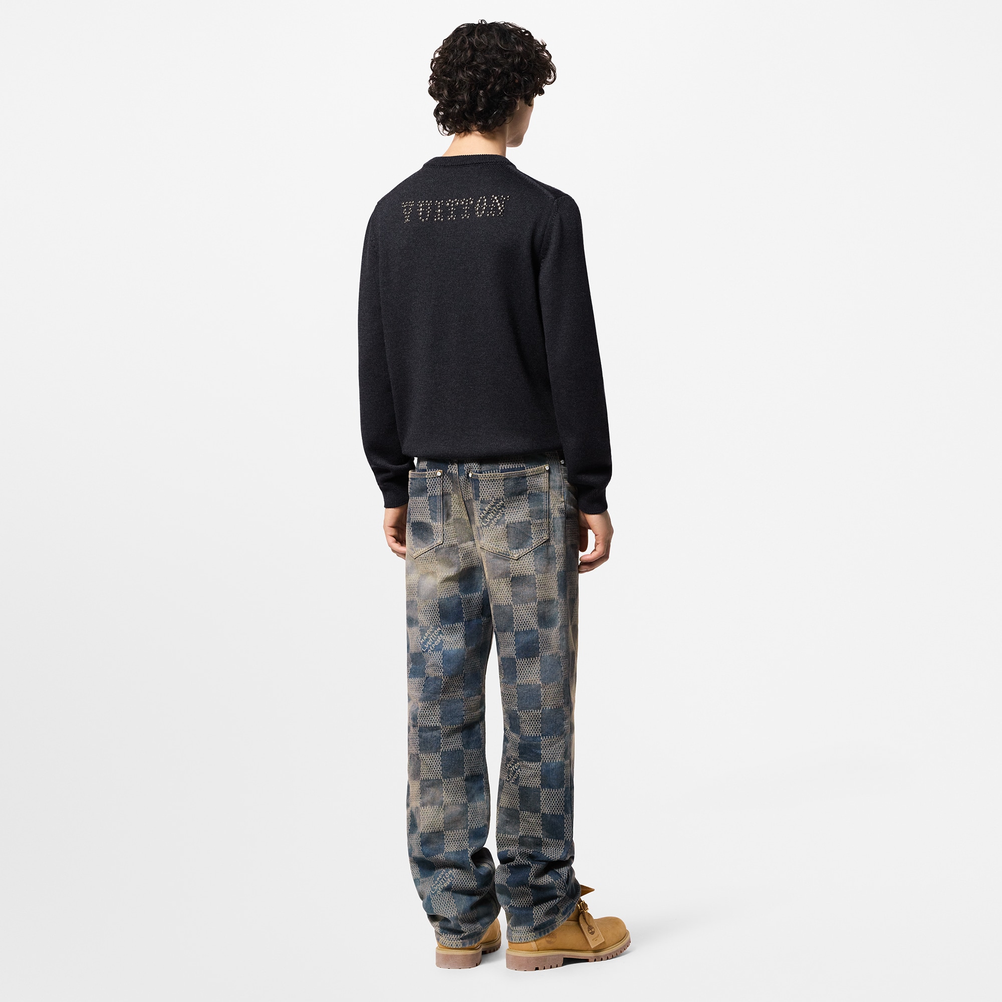 Embellished Long-Sleeved Merino Wool Crewneck  in Men