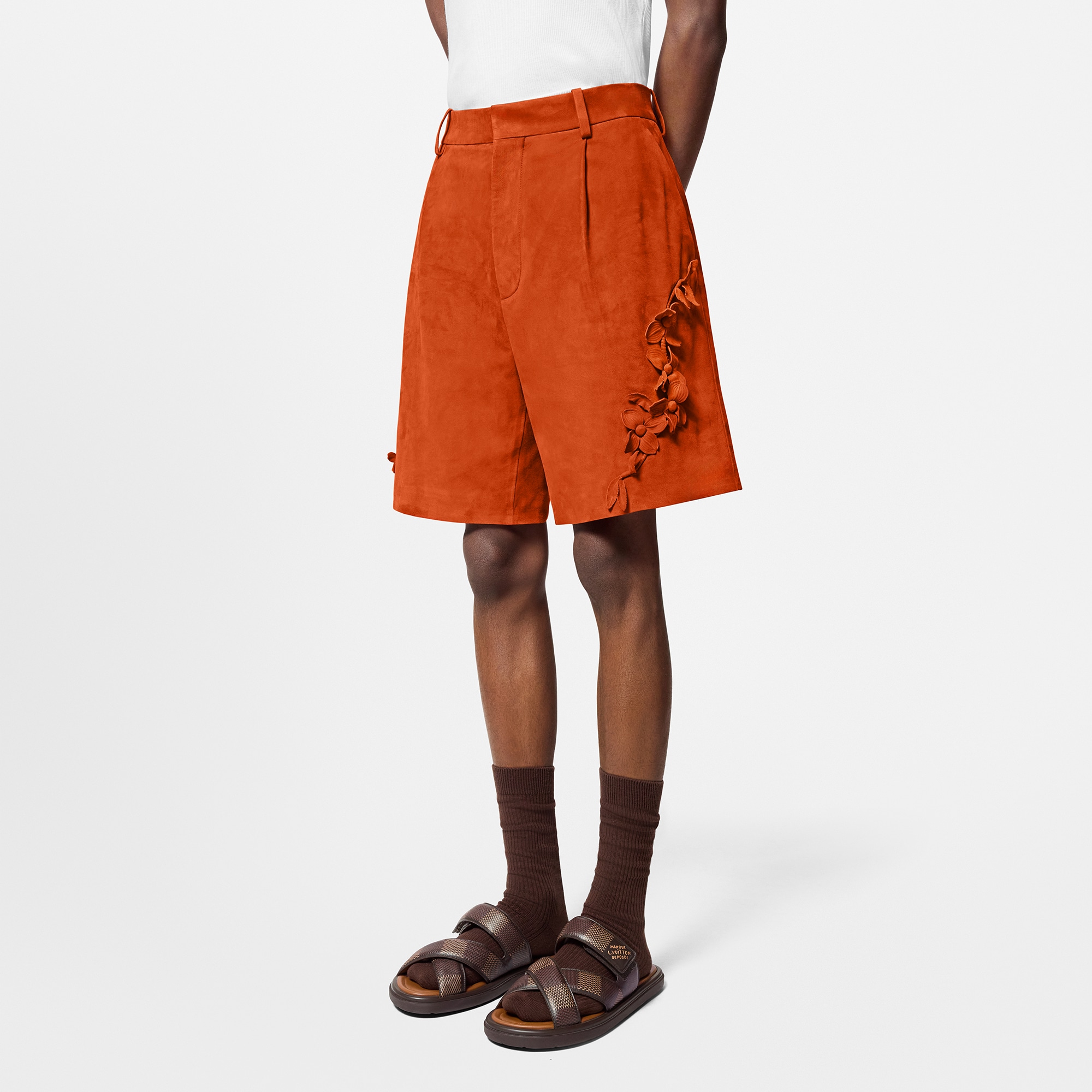 Embellished Suede Tailored Shorts  in Men