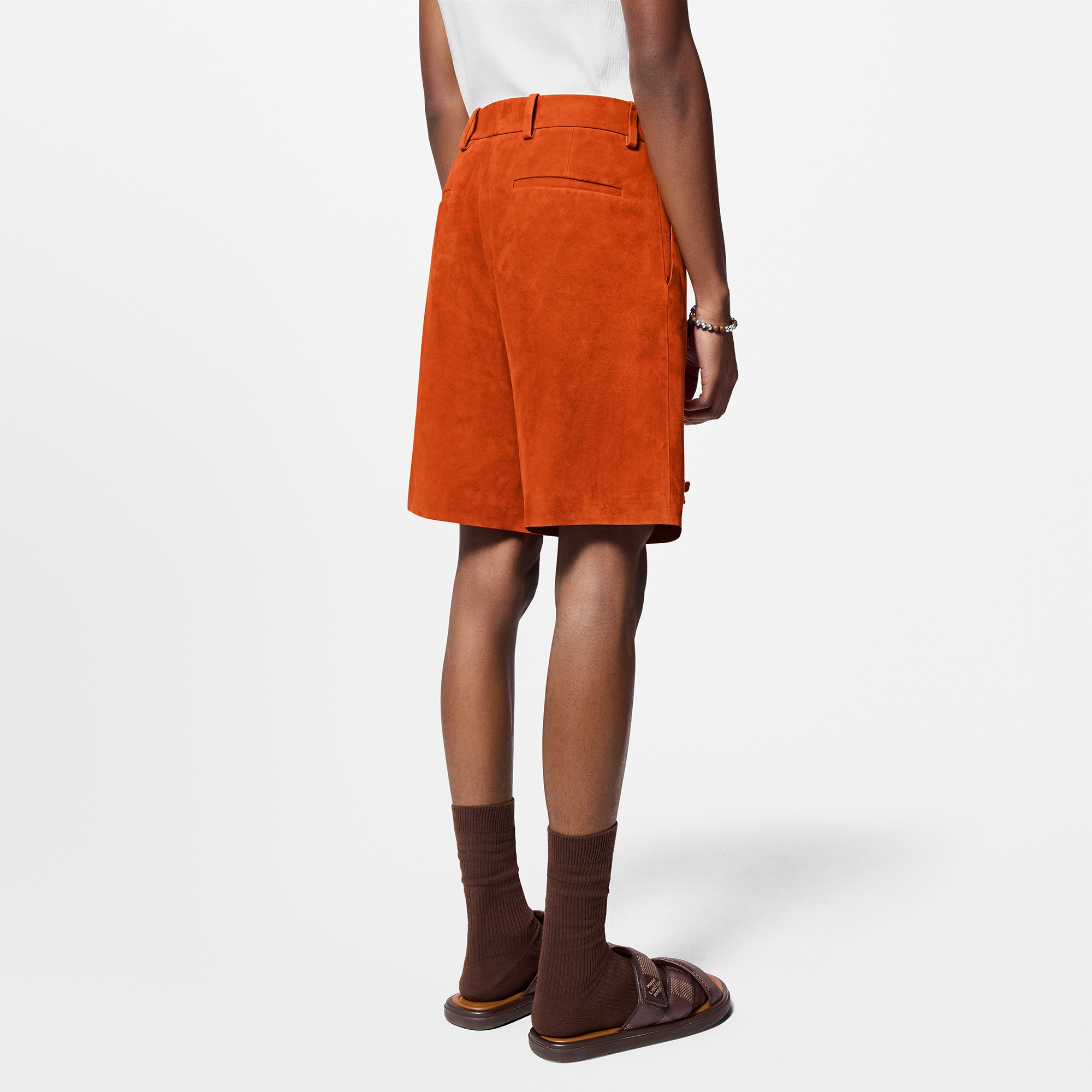 Embellished Suede Tailored Shorts  in Men