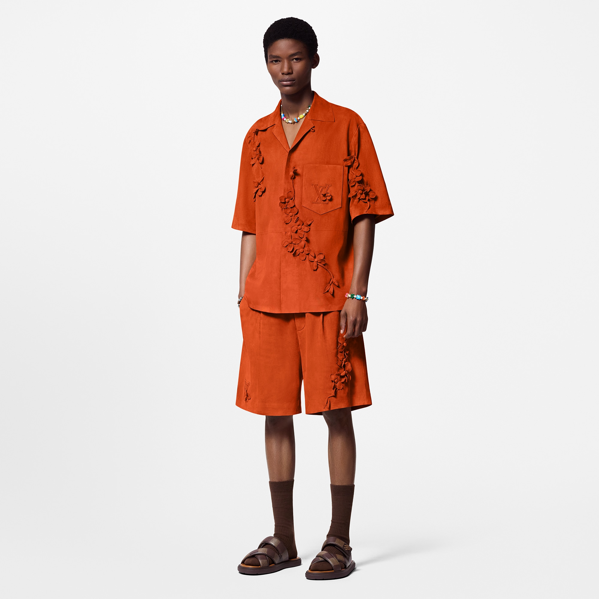 Embellished Suede Tailored Shorts  in Men