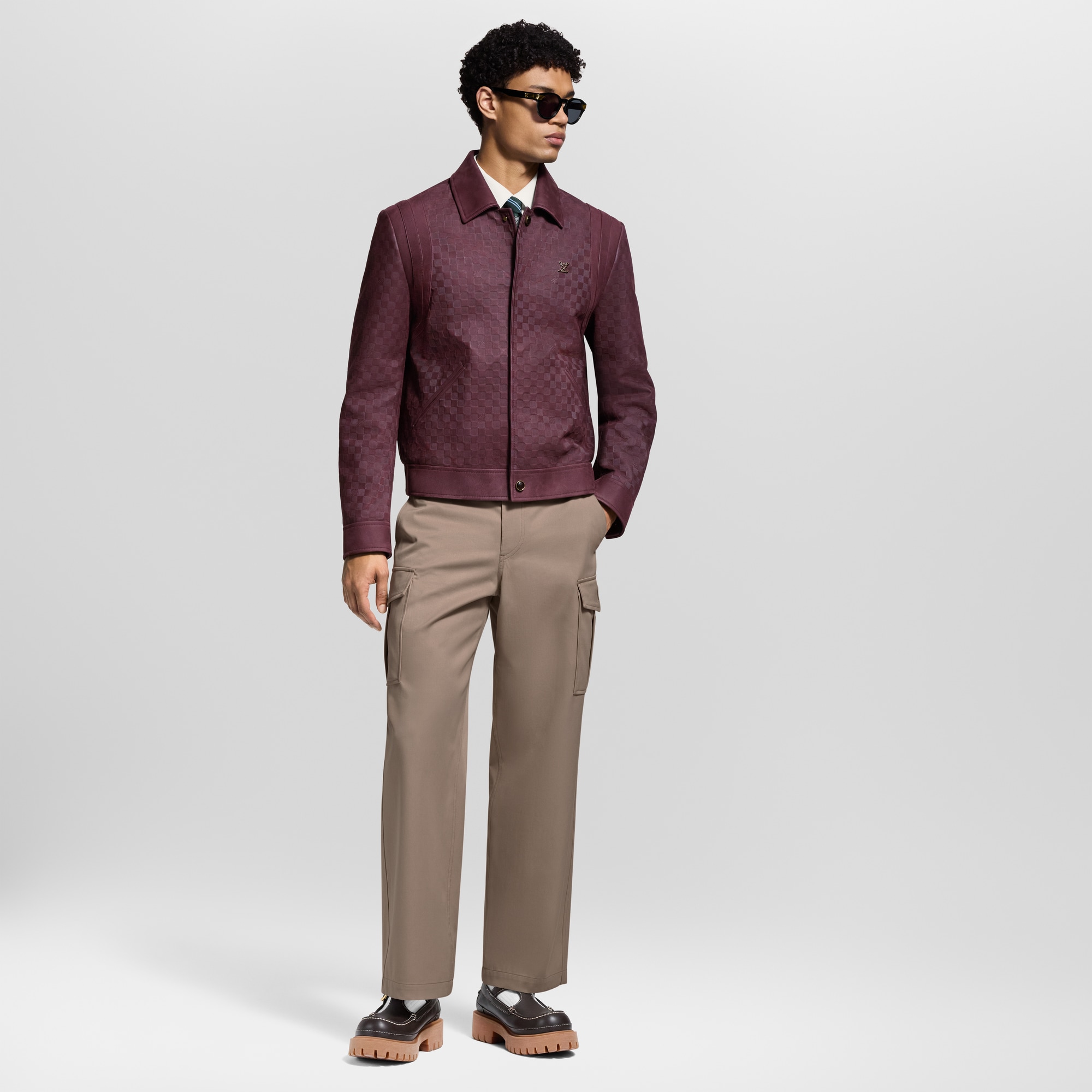 Embossed Damier Leather Blouson  in Men