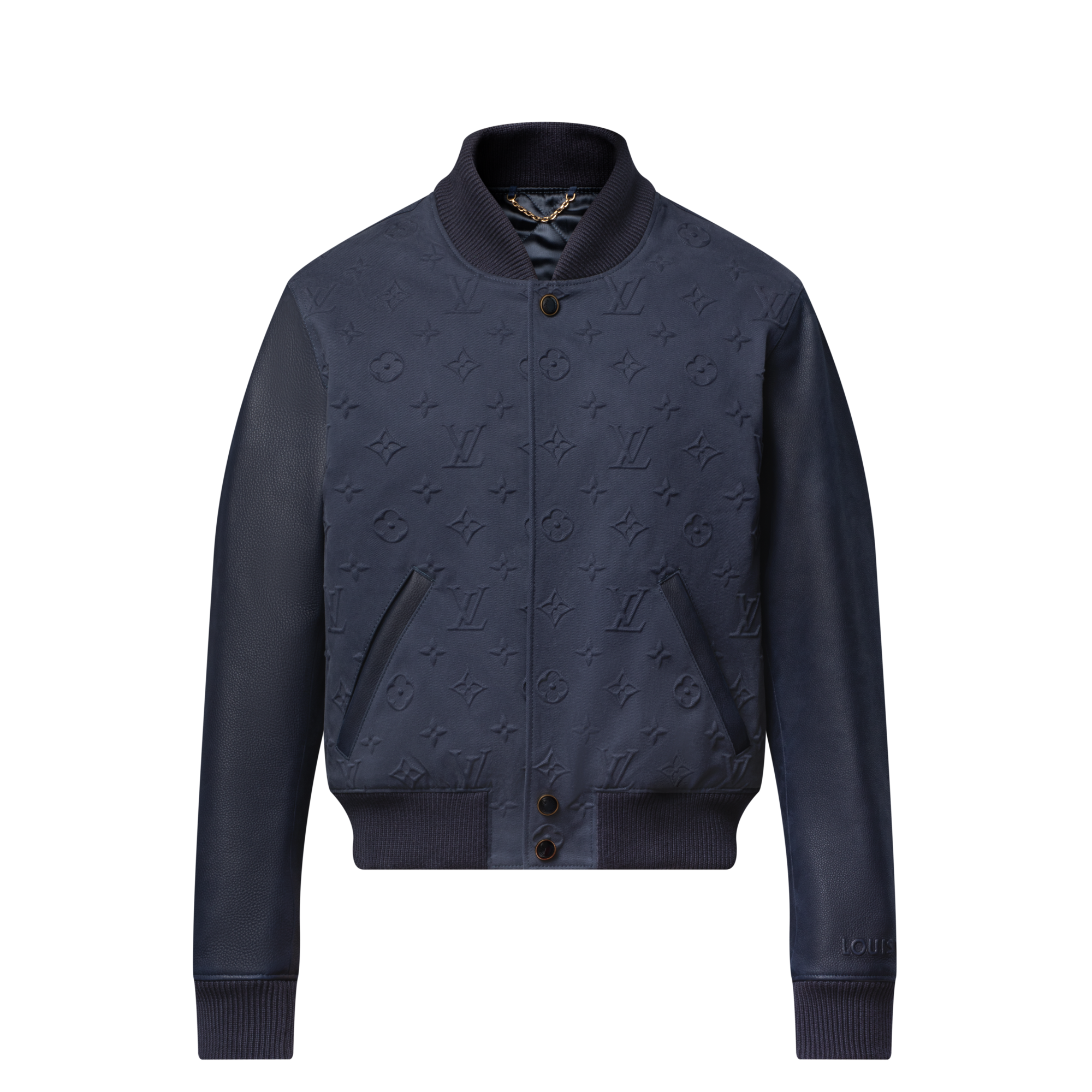 Embossed Monogram Cotton Varsity Jacket   in Men
