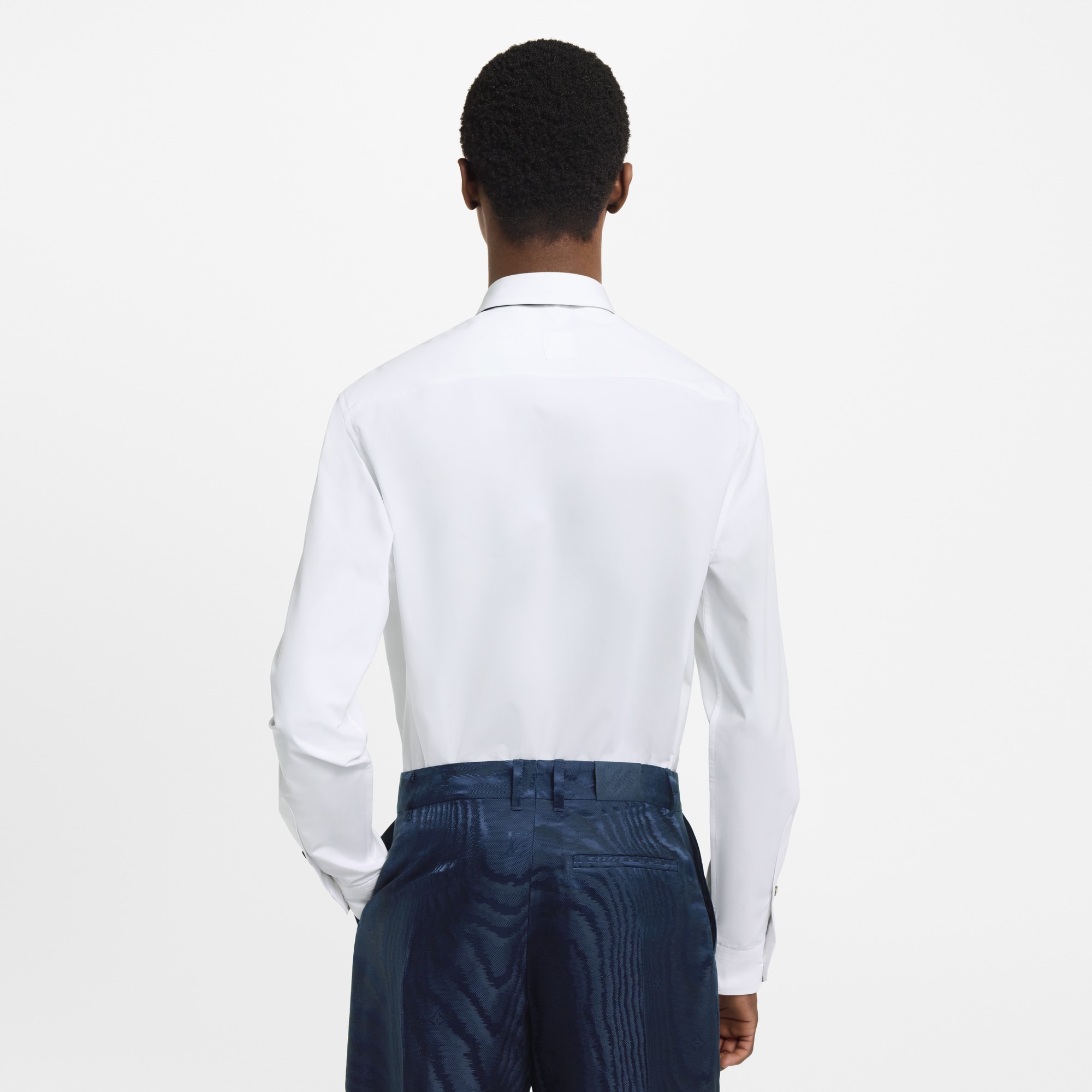 Embossed Signature Long-Sleeved Cotton Shirt  in Men