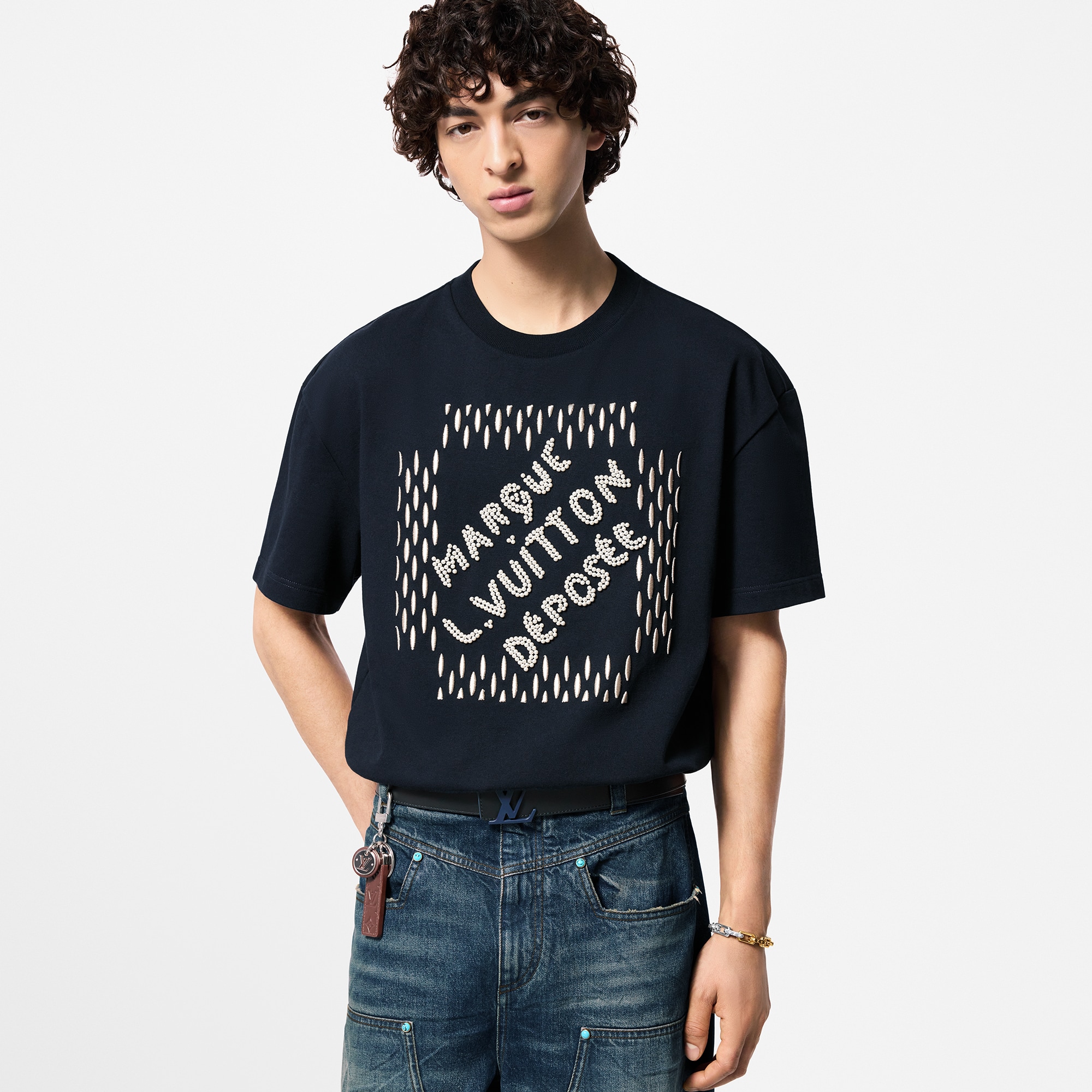 Embroidered Signature Cotton T-Shirt  in Men