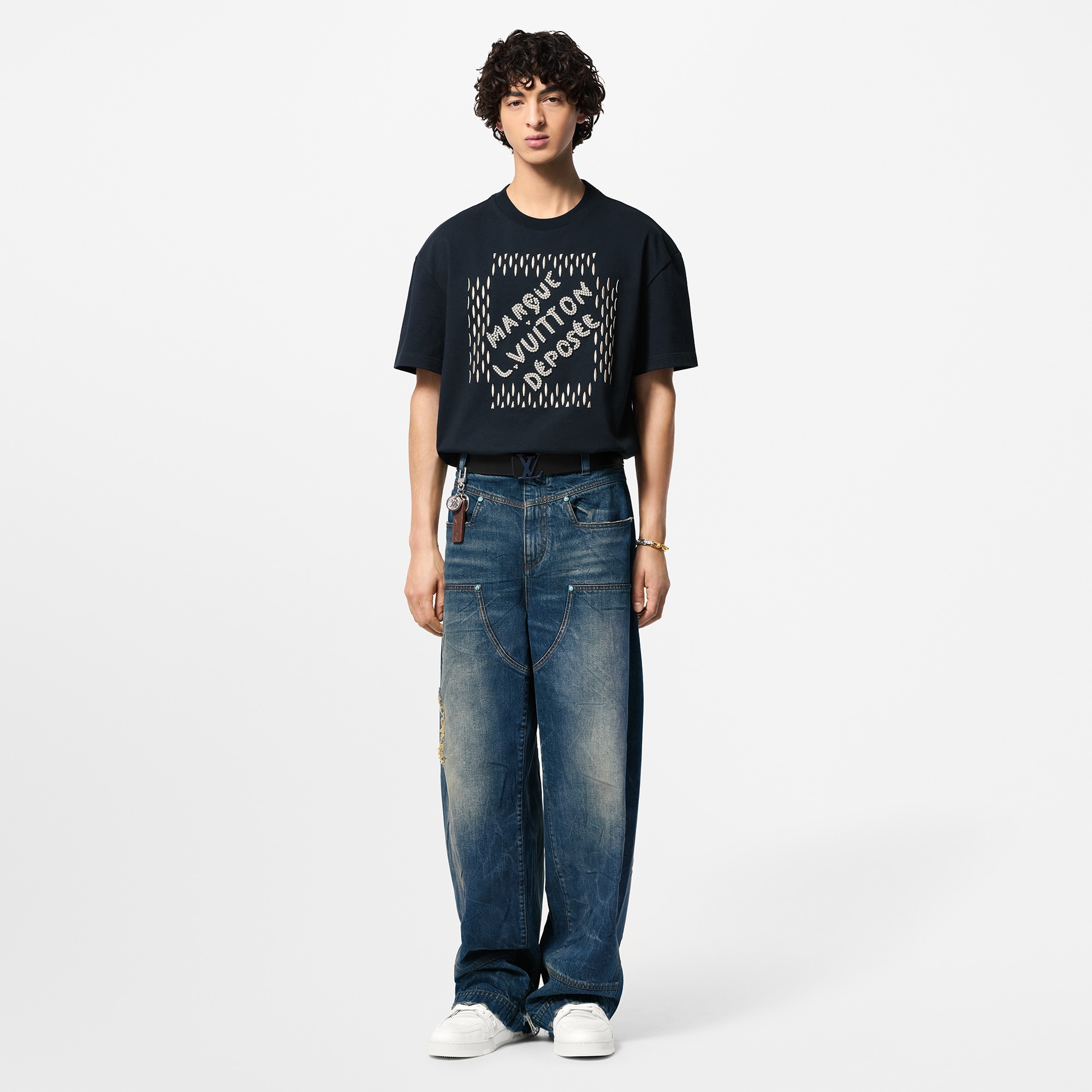 Embroidered Signature Cotton T-Shirt  in Men