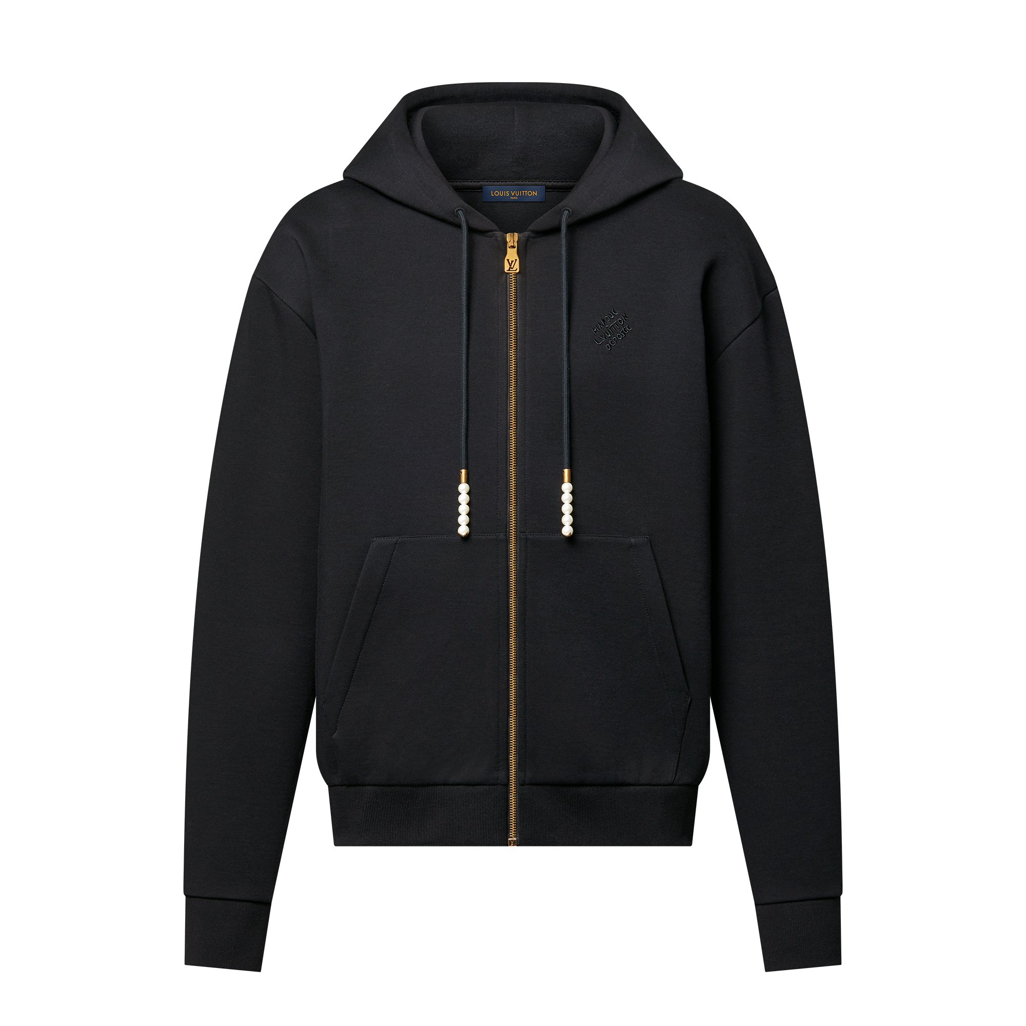 Embroidered Zipped Jersey Hoodie  in Men