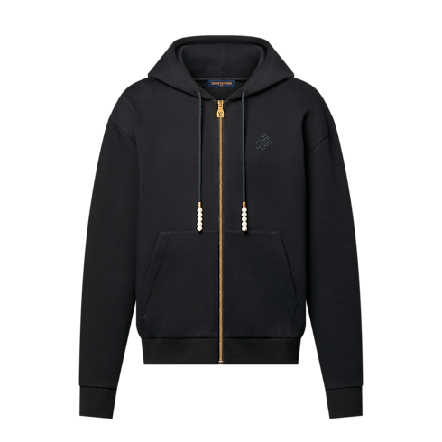 Embroidered Zipped Jersey Hoodie in Men's Ready-to-Wear All Ready-to-Wear collections by Louis Vuitton (Product zoom)