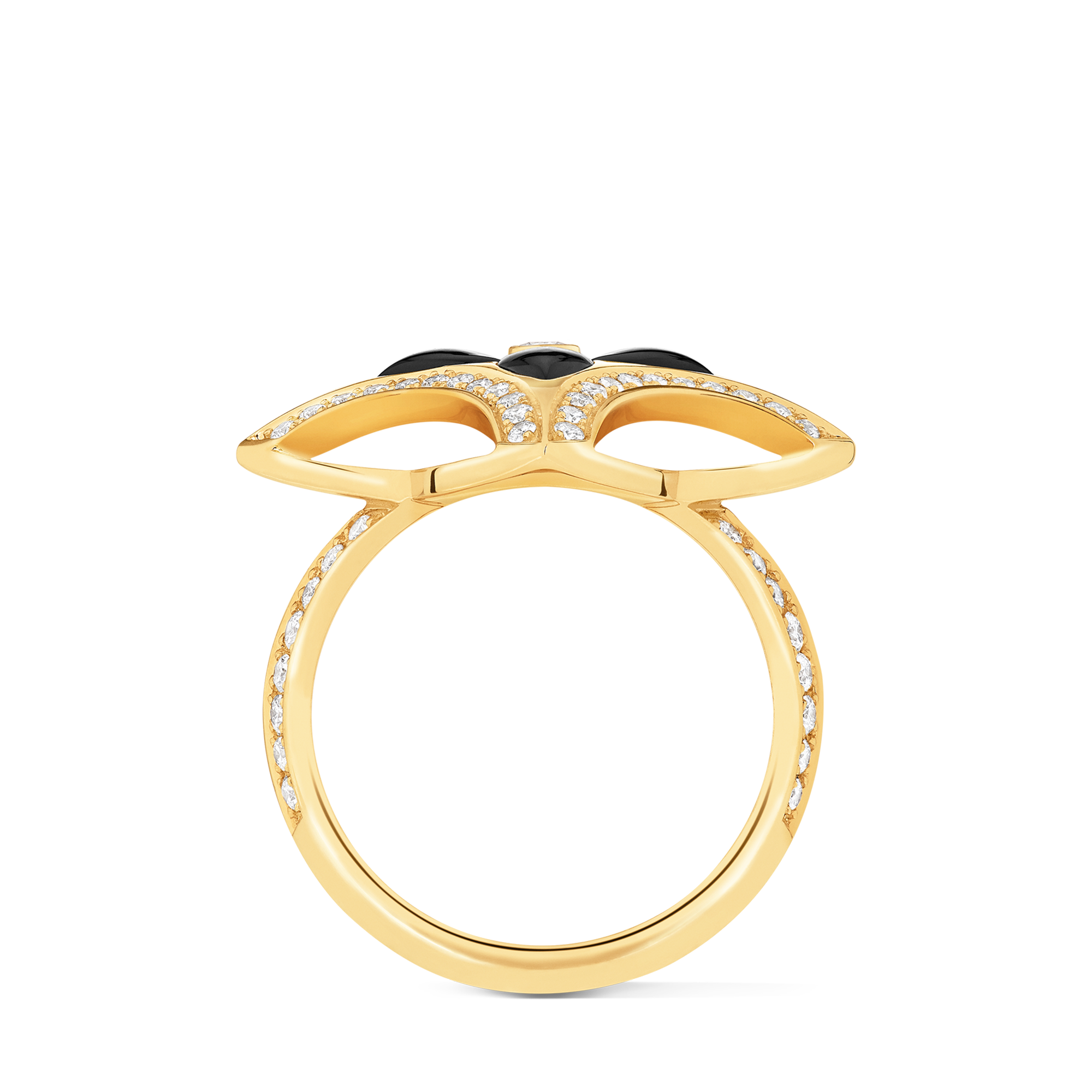 Ever Blossom Ring, Yellow Gold, Onyx & Diamonds  in Jewellery