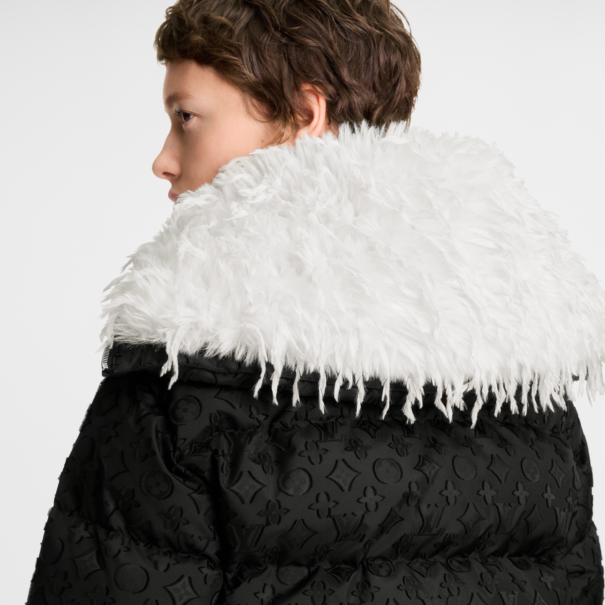Feather Collar Puffer Jacket  in Women