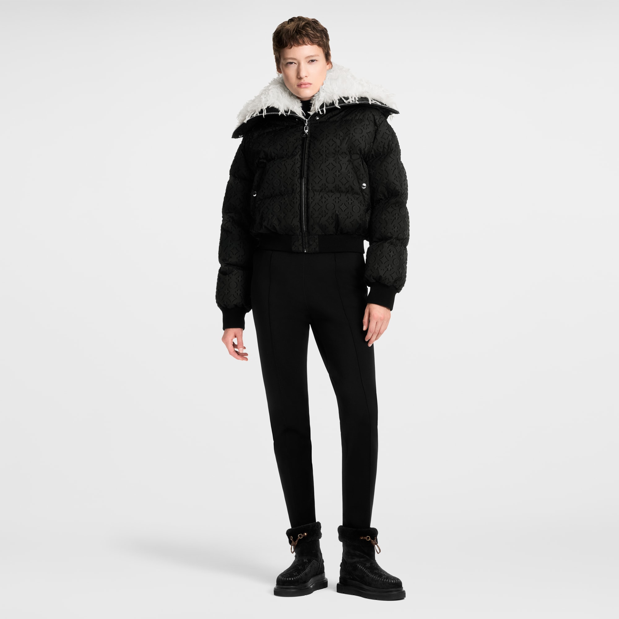 Feather Collar Puffer Jacket  in Women