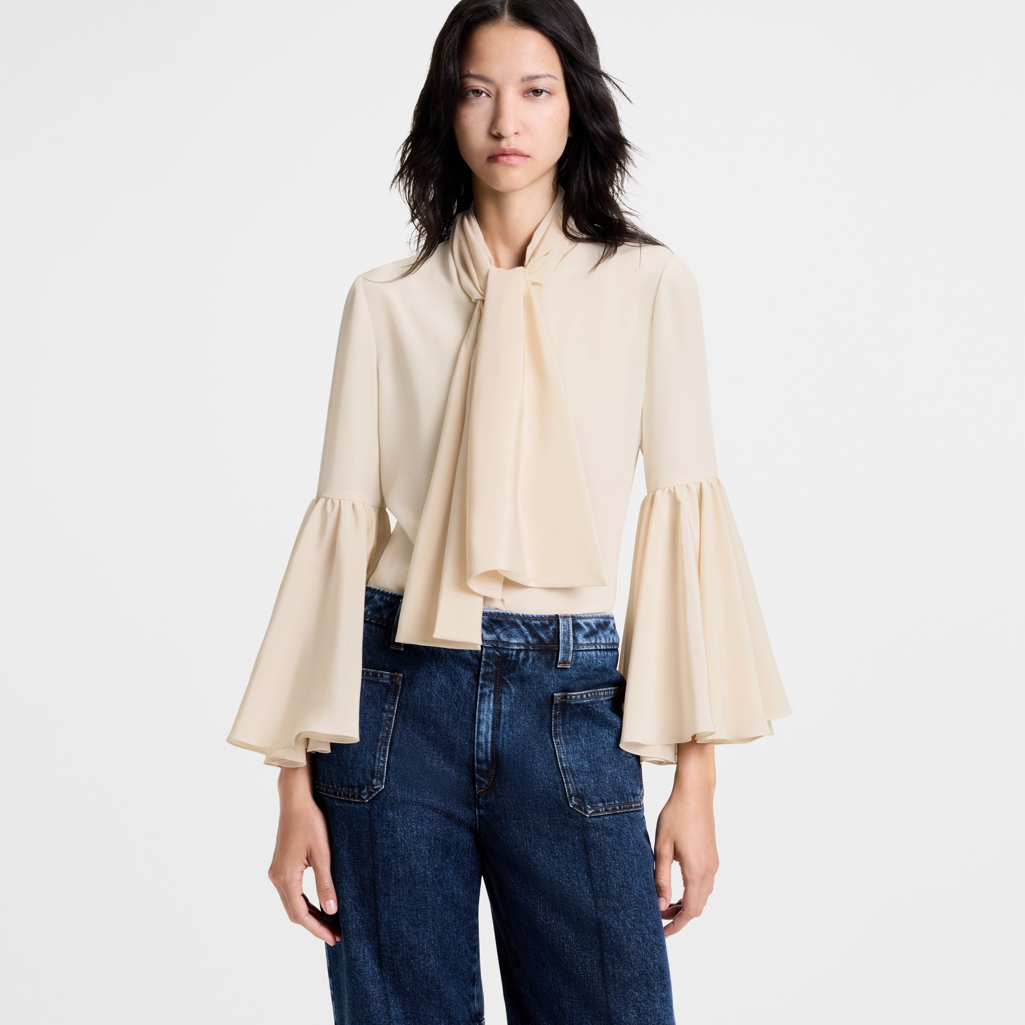 Flared Sleeve Lavallière Blouse  in Women