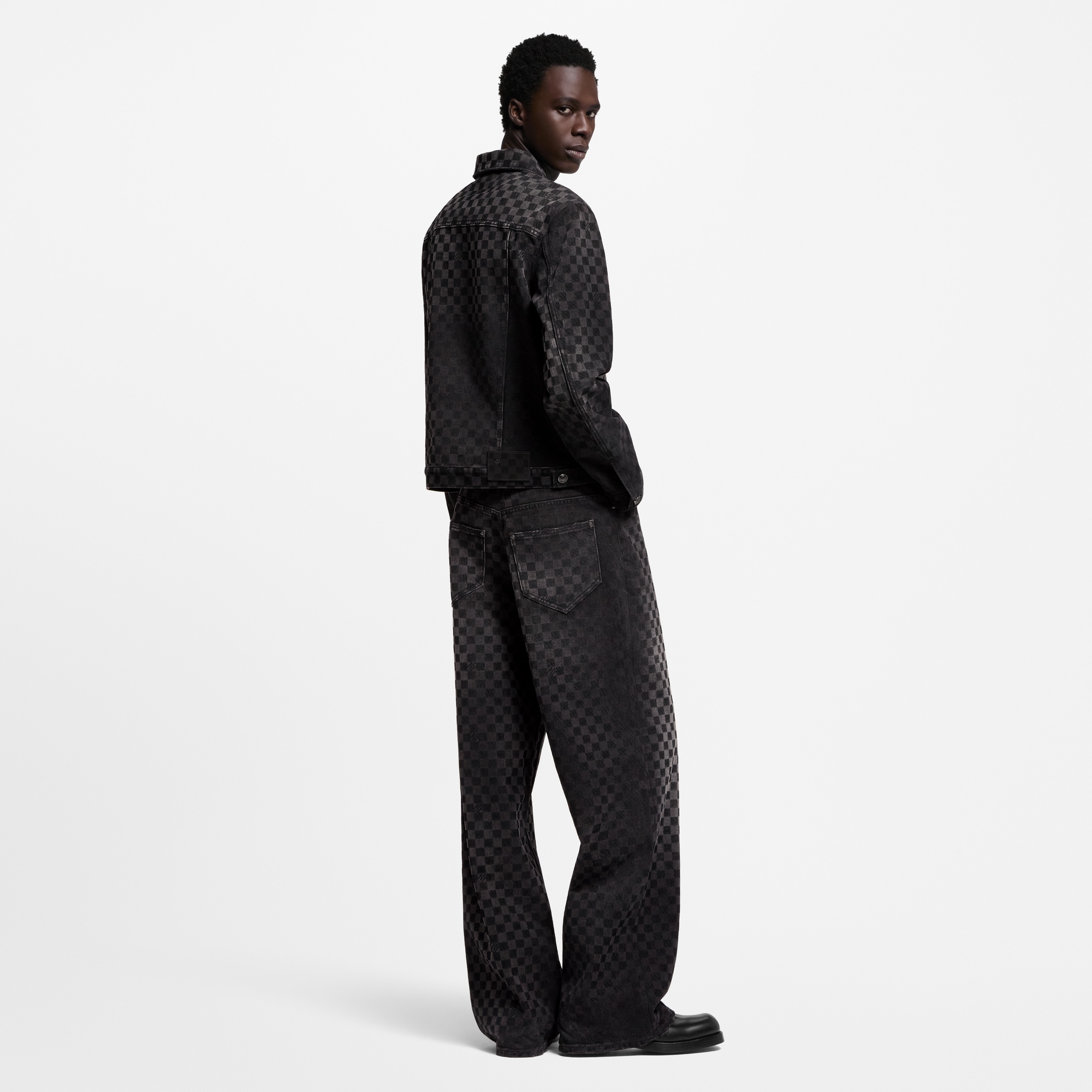 Flocked Damier Denim Trucker Jacket  in Men