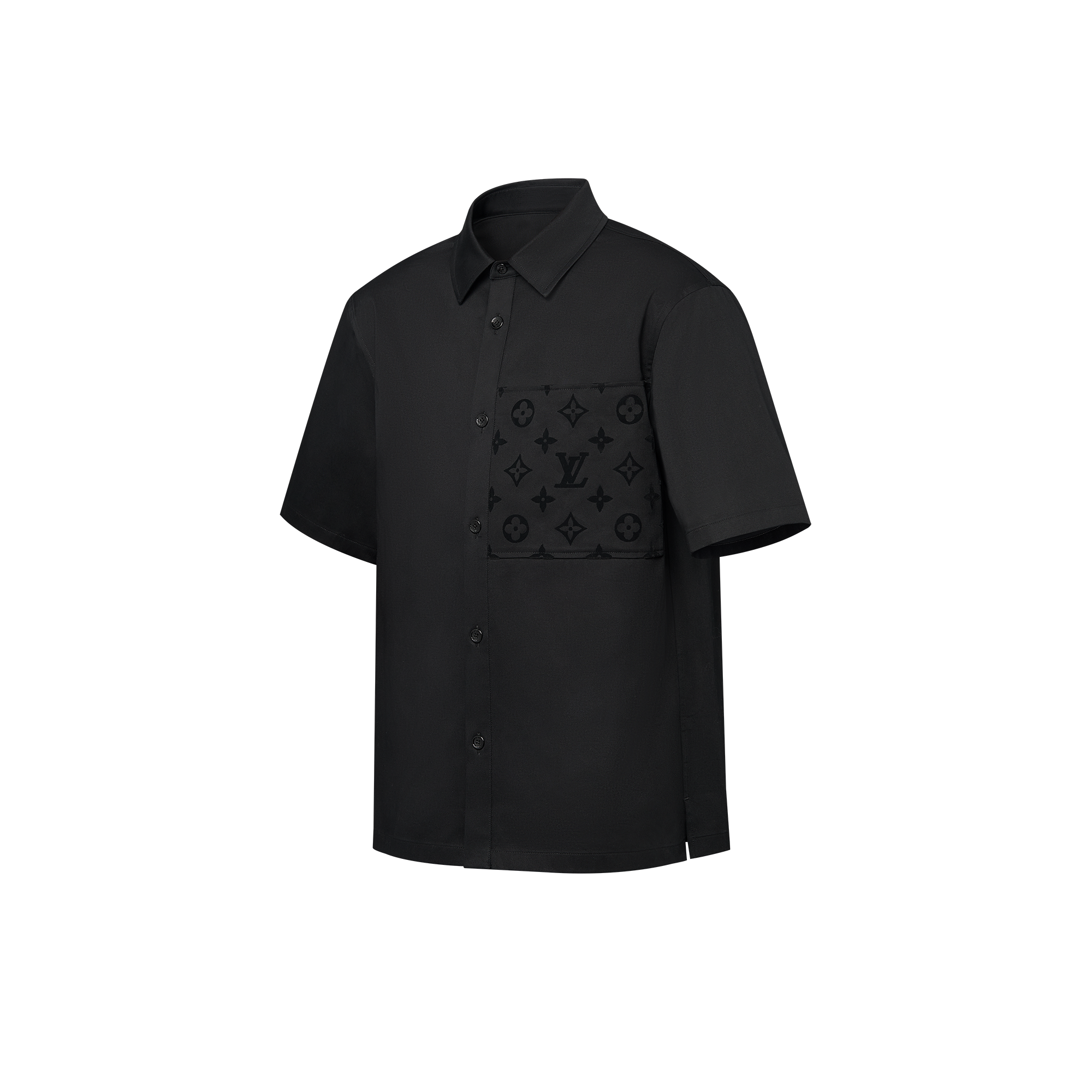 Flocked Short-Sleeved Cotton Shirt   in Men