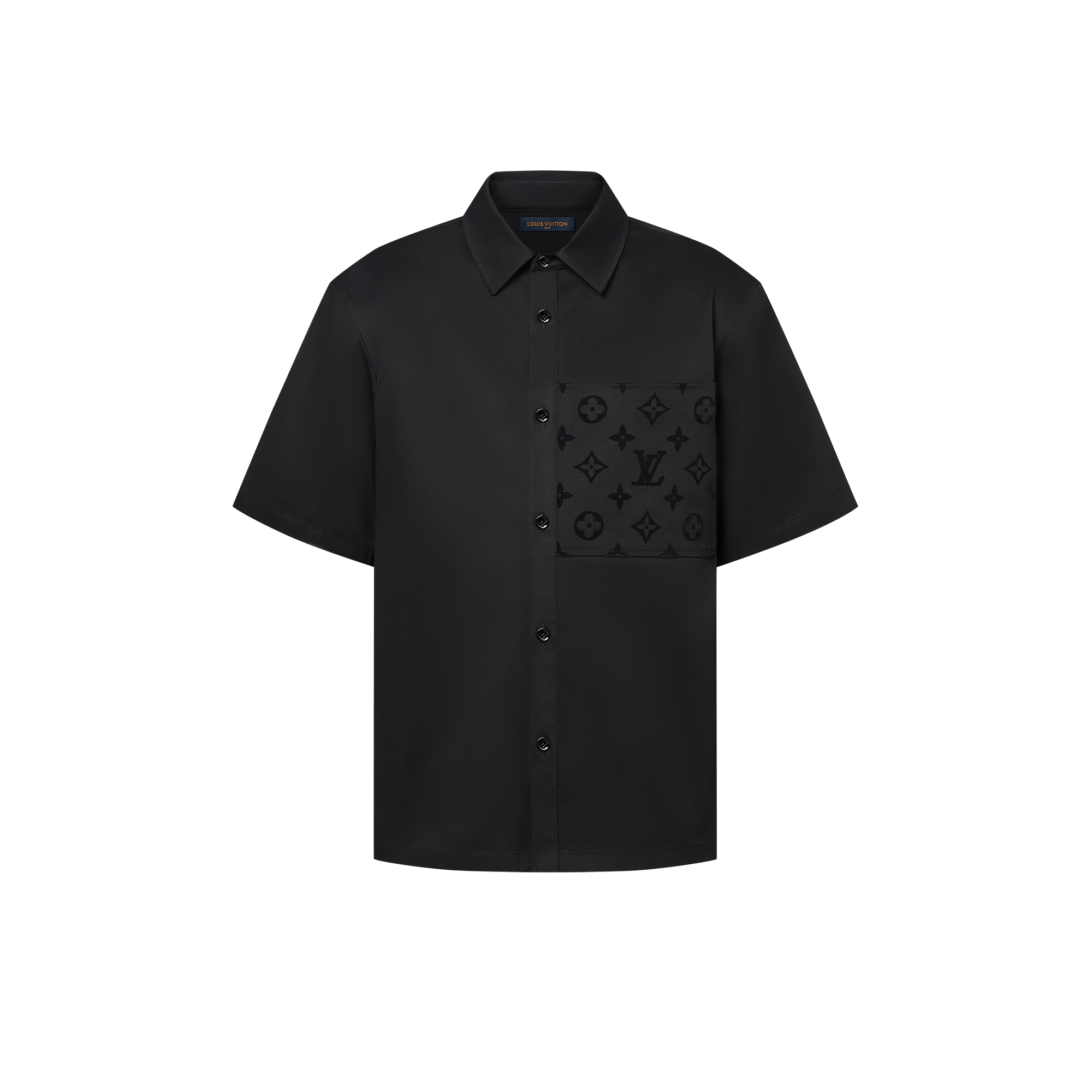 Flocked Short-Sleeved Cotton Shirt   in Men
