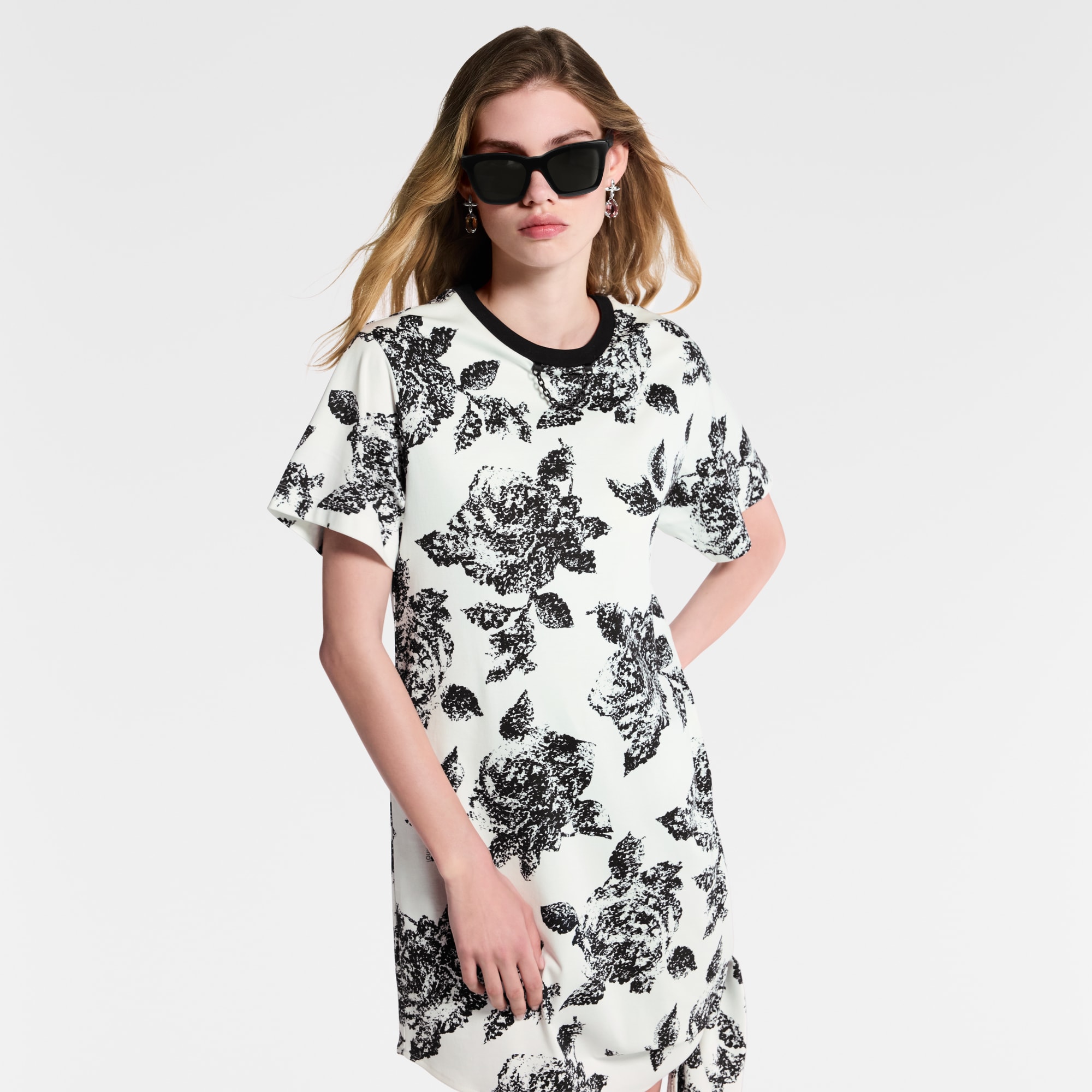 Floral Knotted T-Shirt Dress  in Women