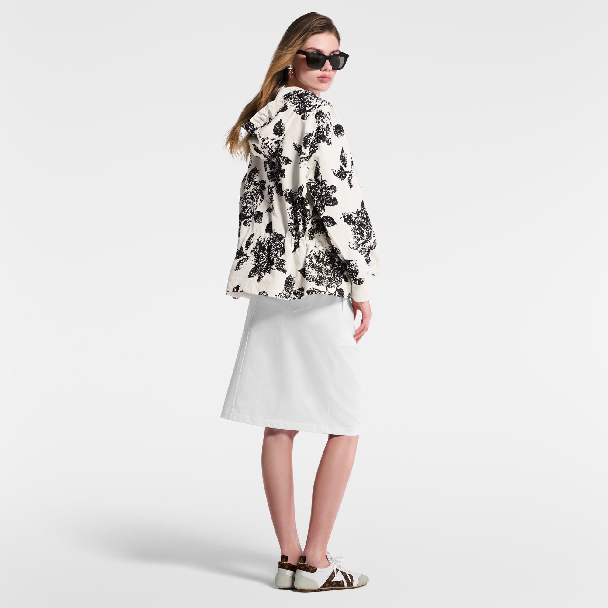 Floral Print Hooded Parka  in Women