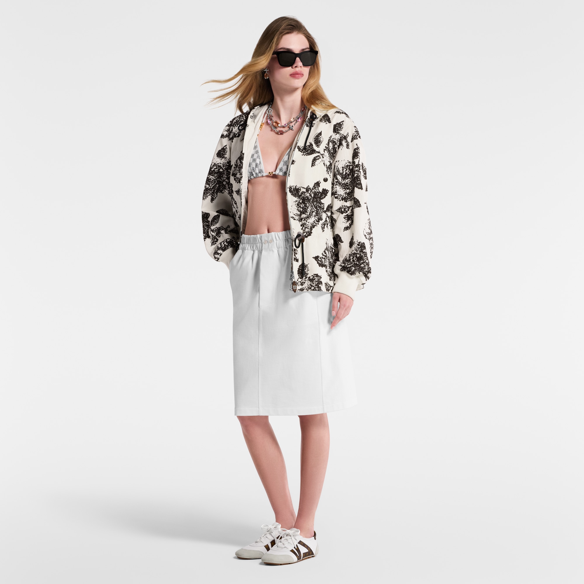 Floral Print Hooded Parka  in Women