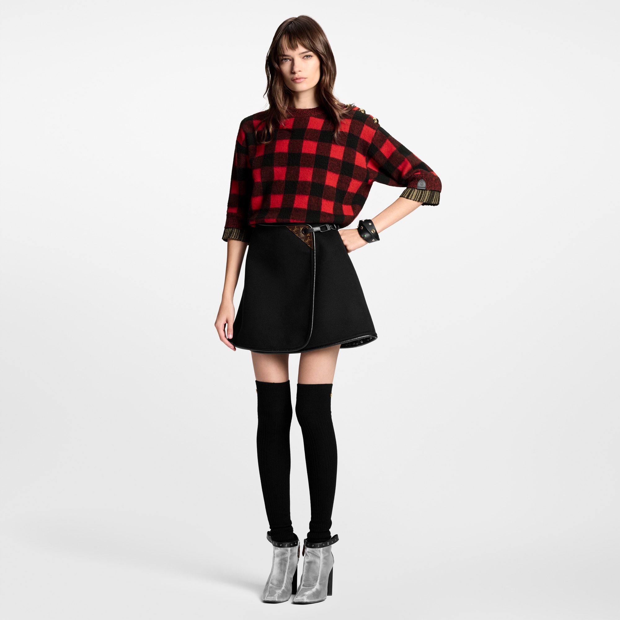 Graphic Check Knit Top  in Women