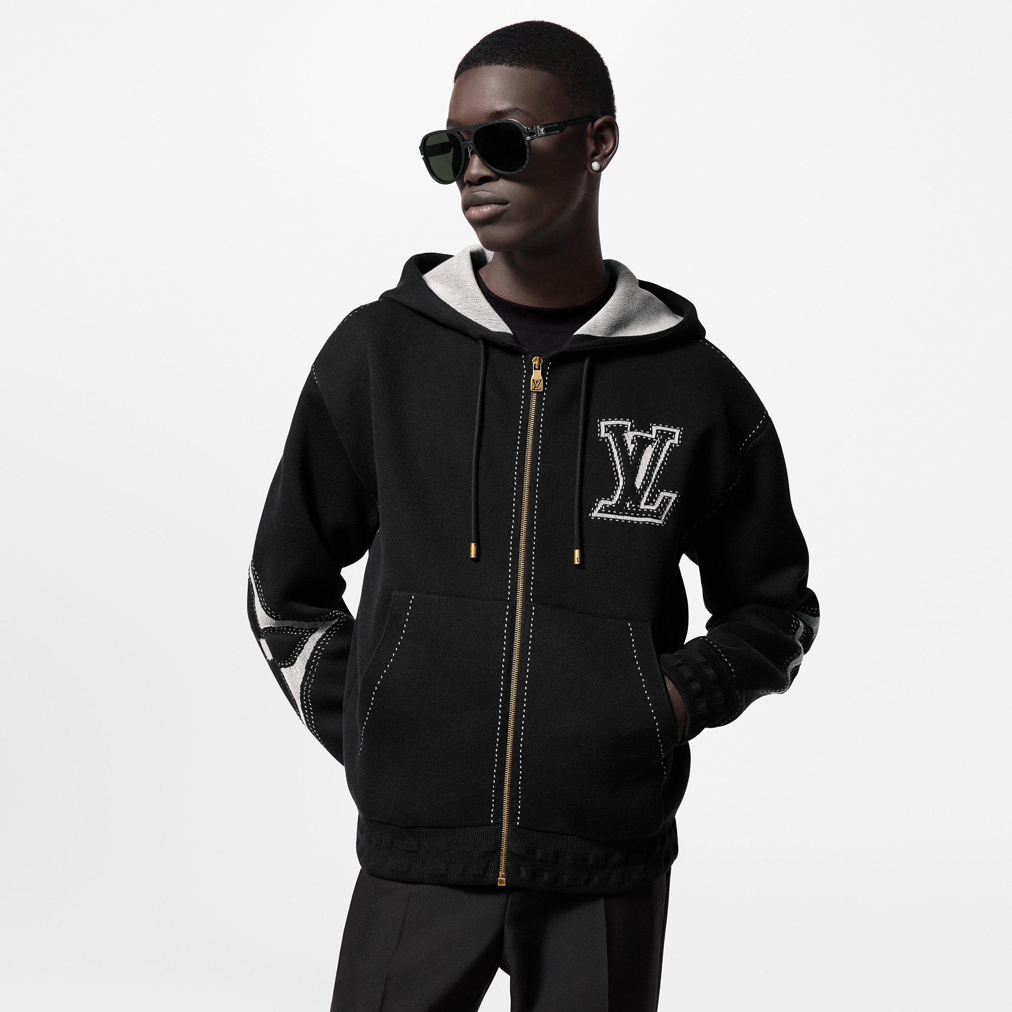 Grey Cappello Uomo Louis Vuitton Cappuccio Felpa Louis Vuitton