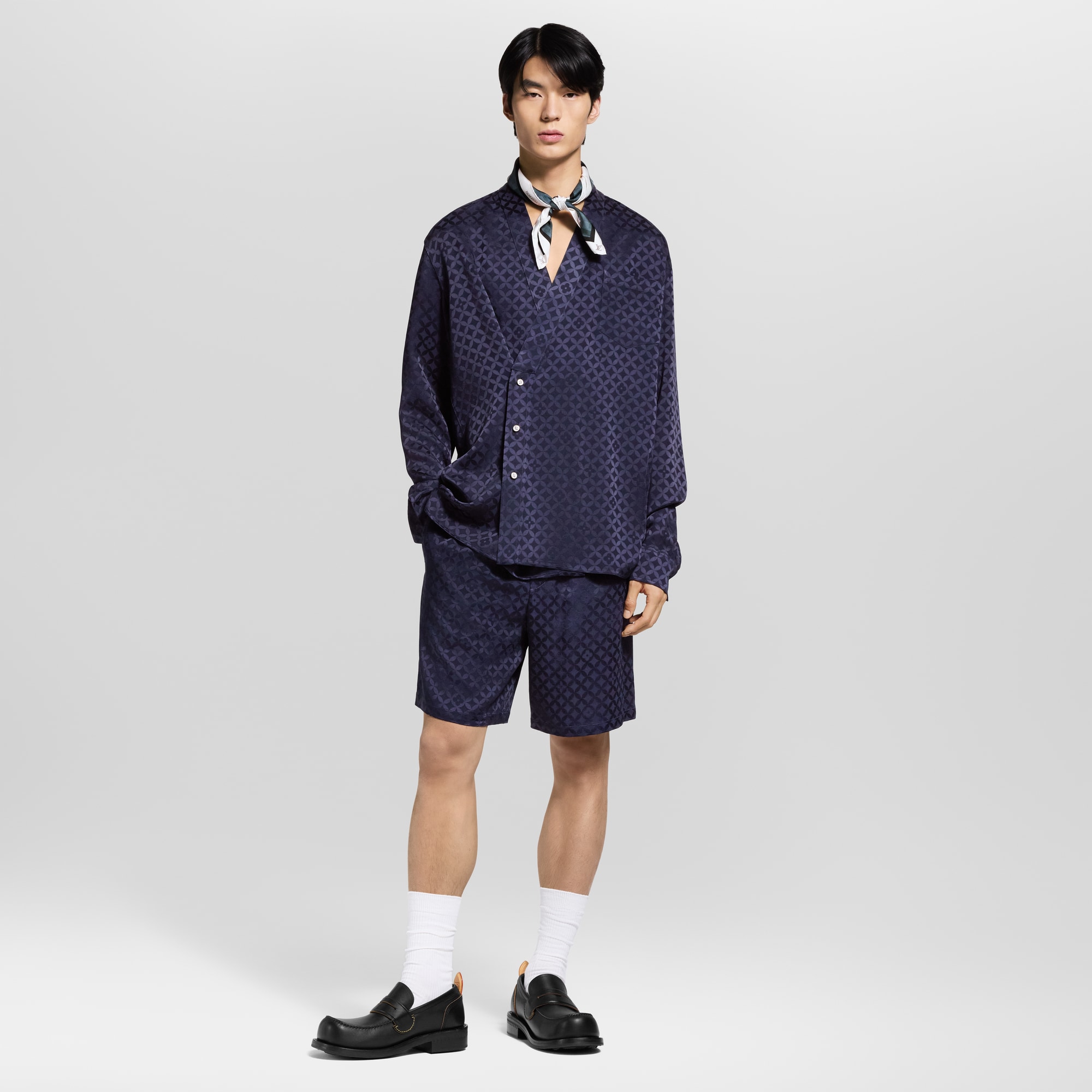 Graphic Jacquard Long-Sleeved Kimono Shirt  in Men