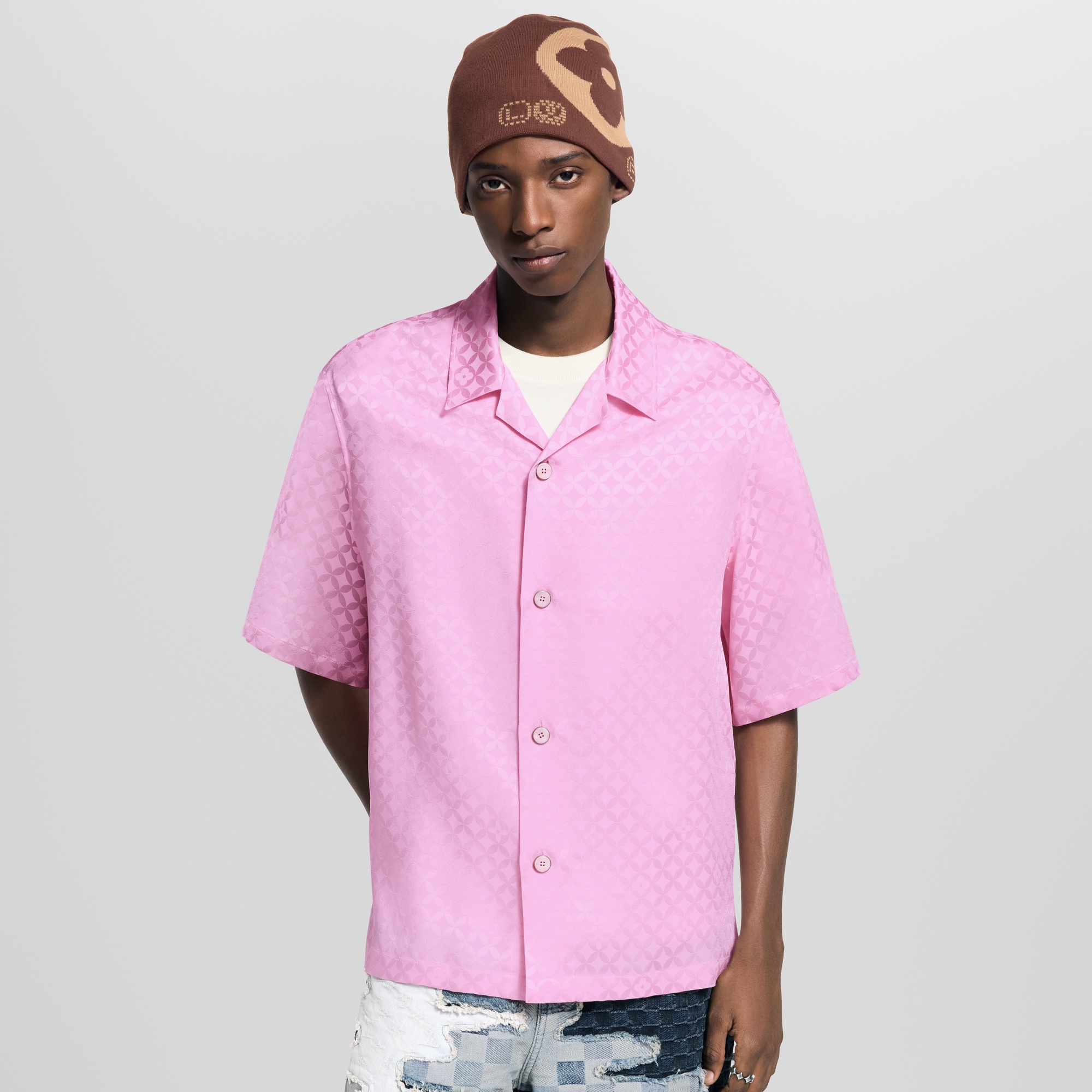 Graphic Jacquard Short-Sleeved Shirt  in Men