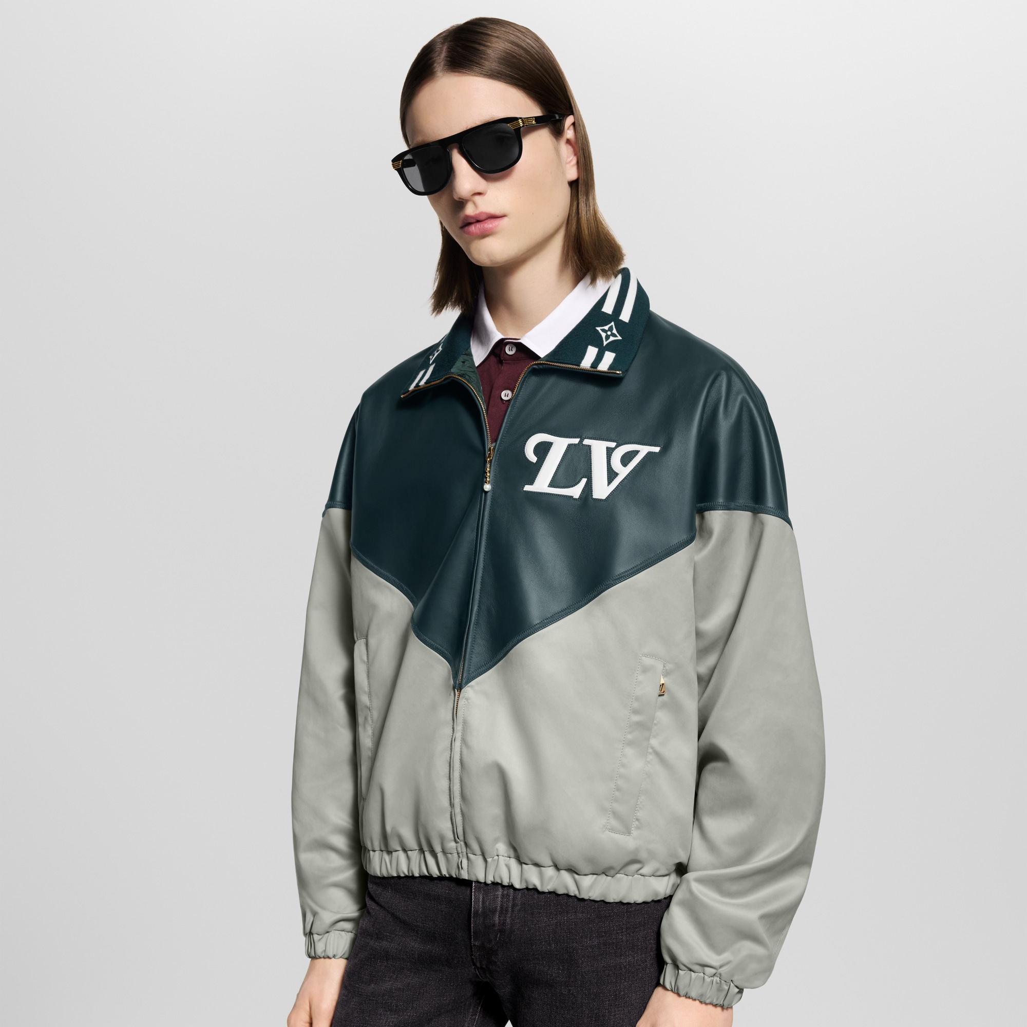 Graphic Leather Mix Tracktop  in Men
