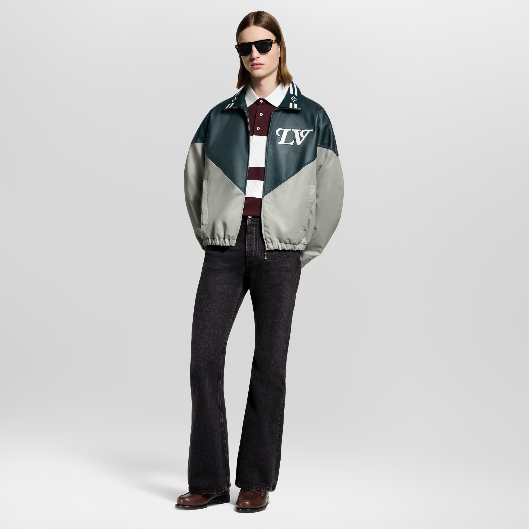 Graphic Leather Mix Tracktop  in Men