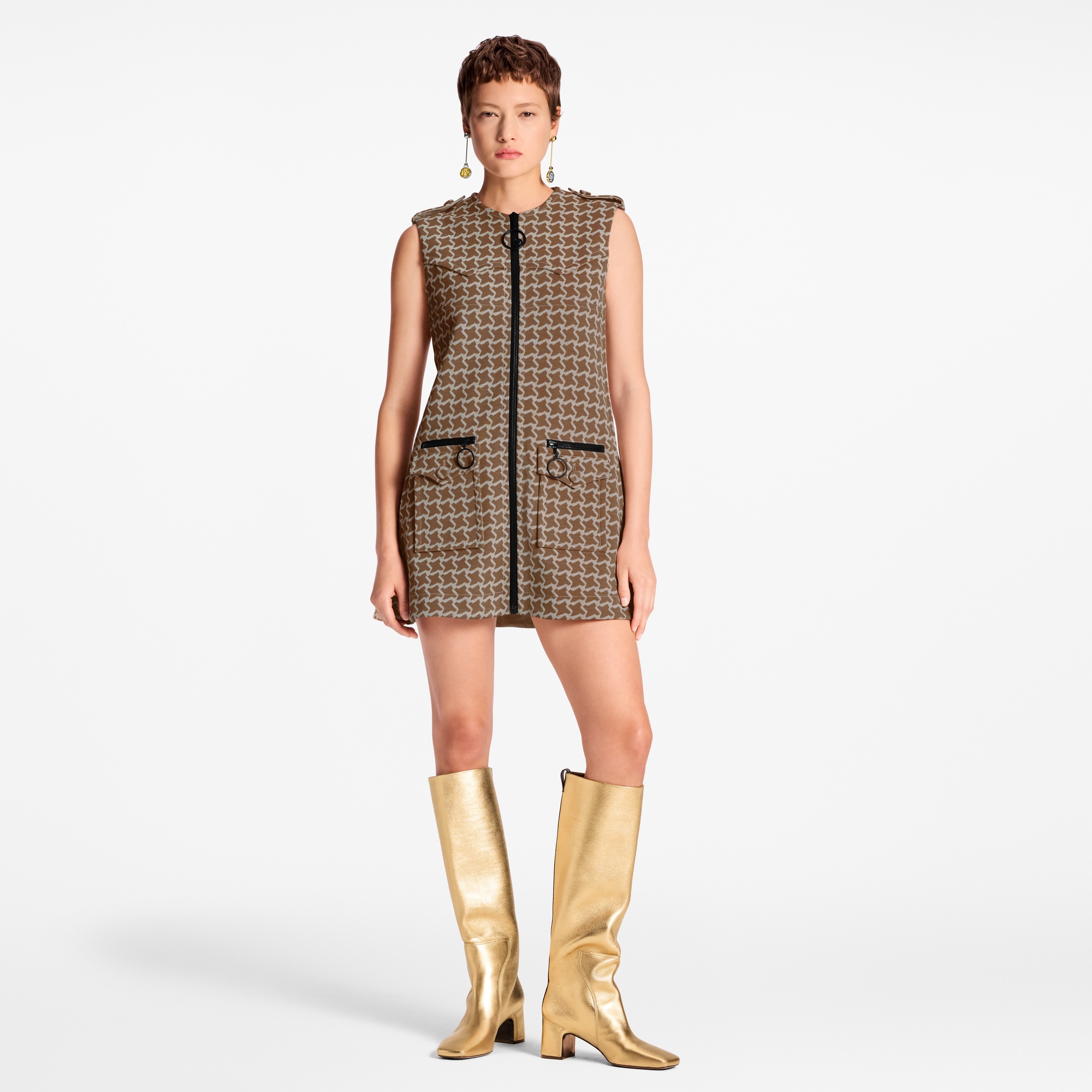 Honeycomb Jacquard Zip-Up Dress  in Women