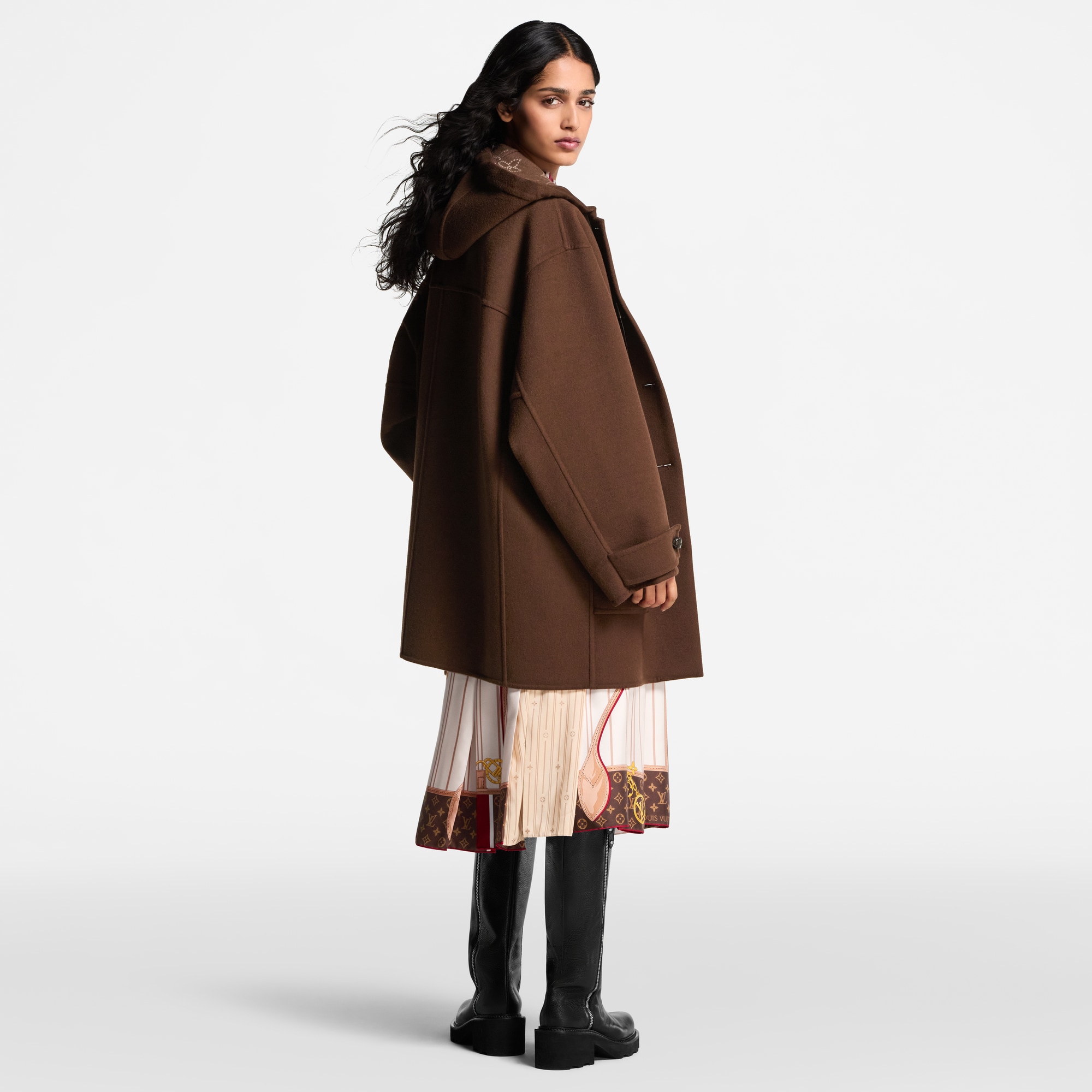 Hooded Button-Up Coat  in Women