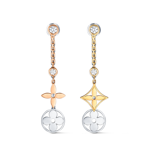 Idylle Blossom Long Earrings, 3 Golds And Diamonds in Jewellery's Categories All Fine Jewellery collections by Louis Vuitton (Product zoom)