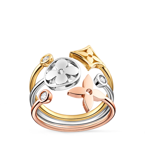 Idylle Blossom ring, 3 golds and diamonds in Jewellery's Categories All Fine Jewellery collections by Louis Vuitton (Product zoom)