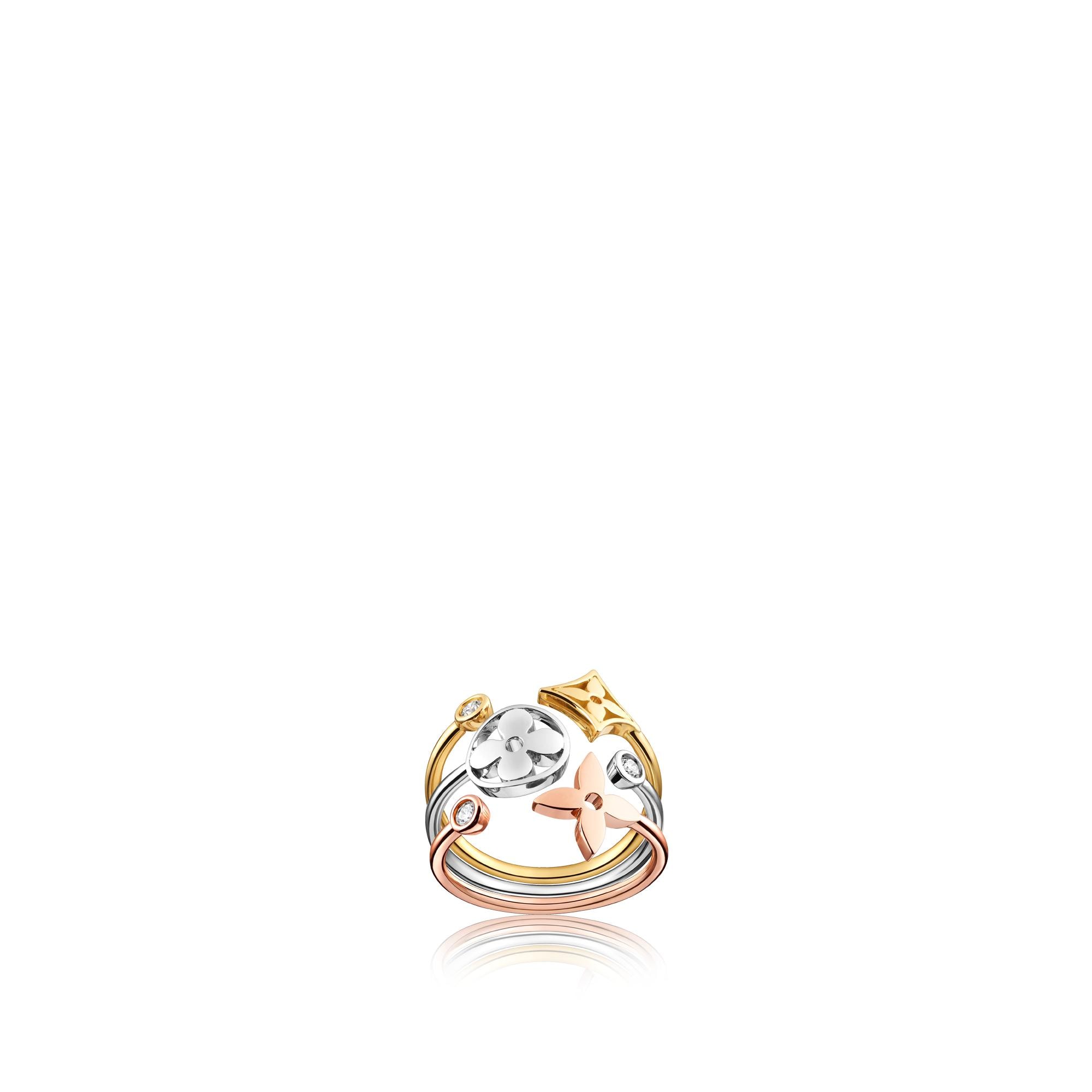 Idylle Blossom ring, 3 golds and diamonds  in Jewellery