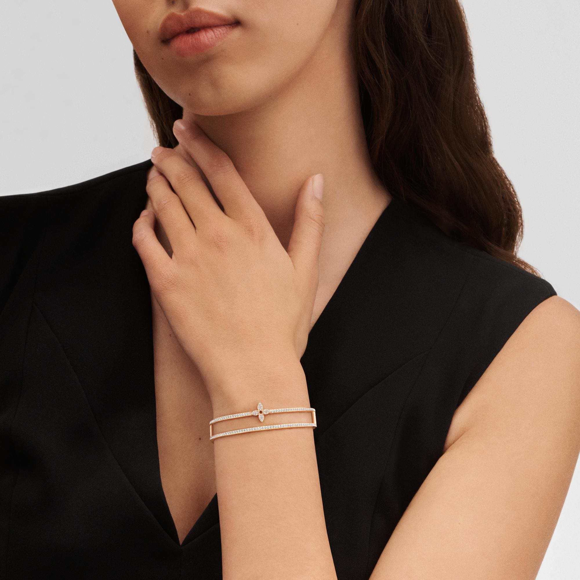 Idylle Blossom Two-Row Bracelet, Pink Gold and Diamonds  in Jewellery