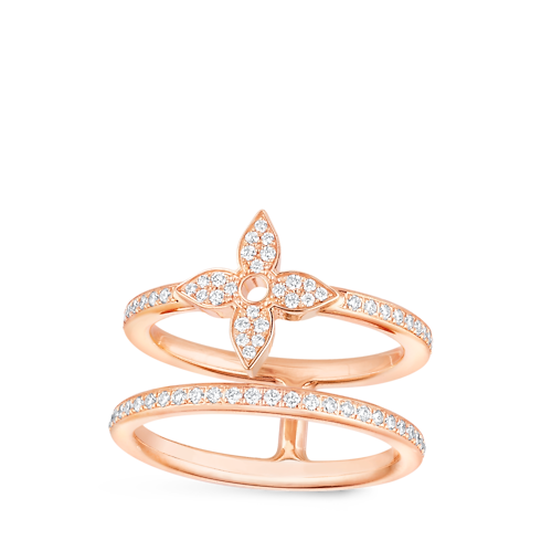 Idylle Blossom Two-Row Ring, Pink Gold and Diamonds in Jewellery's Categories All Fine Jewellery collections by Louis Vuitton (Product zoom)