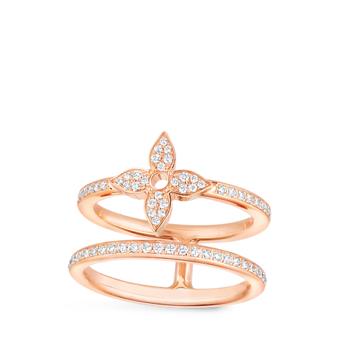 Idylle Blossom Two-Row Ring, Pink Gold and Diamonds in Jewellery's Categories All Fine Jewellery collections by Louis Vuitton (Product zoom)