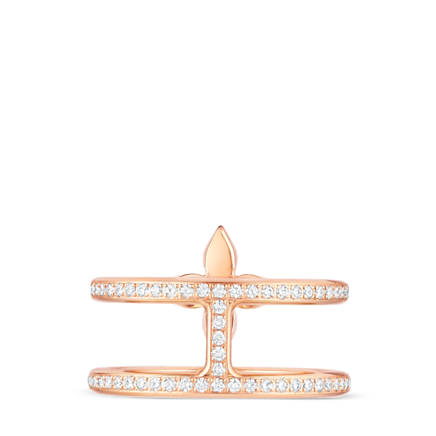 Idylle Blossom Two-Row Ring, Pink Gold and Diamonds in Jewellery's Categories All Fine Jewellery collections by Louis Vuitton (Product zoom)