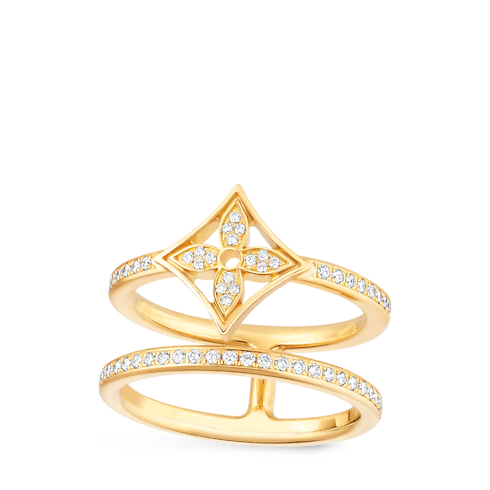 Idylle Blossom Two-Row Ring, Yellow Gold and Diamonds in Jewellery's Categories All Fine Jewellery collections by Louis Vuitton (Product zoom)