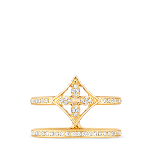 Idylle Blossom Two-Row Ring, Yellow Gold and Diamonds in Jewellery's Categories All Fine Jewellery collections by Louis Vuitton (Product zoom)