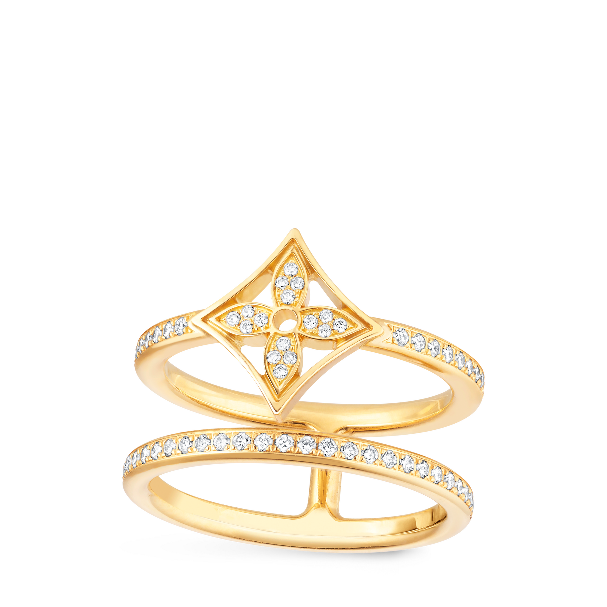 Idylle Blossom Two-Row Ring, Yellow Gold and Diamonds  in Jewellery