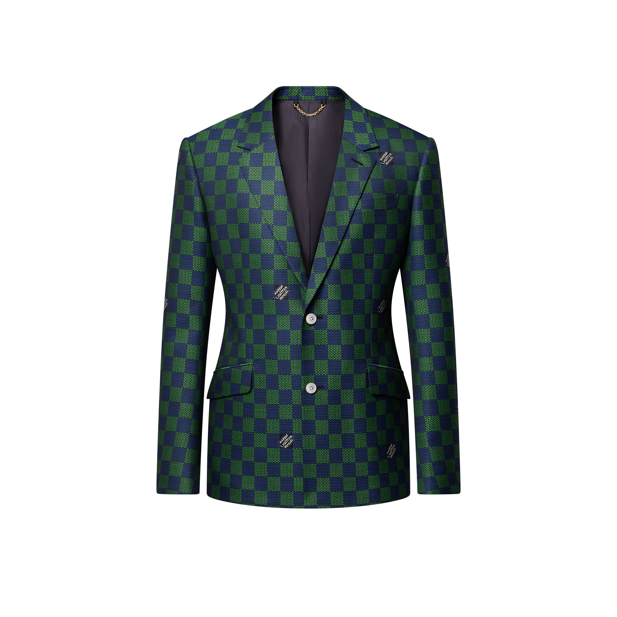 Jacquard Damier Wool Single-Breasted Jacket  in Men
