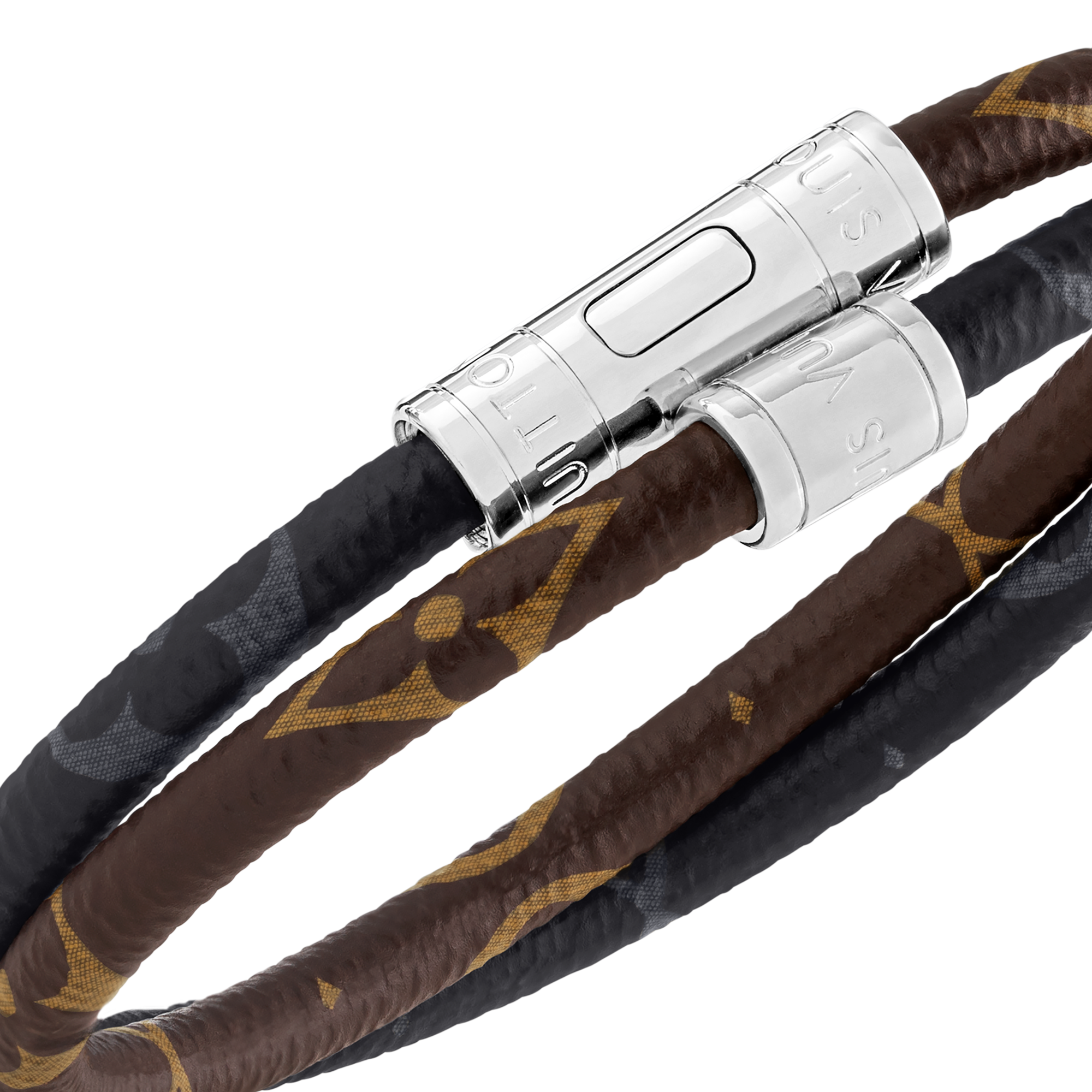 Keep It Double Leather Bracelet Monogram Canvas in Men