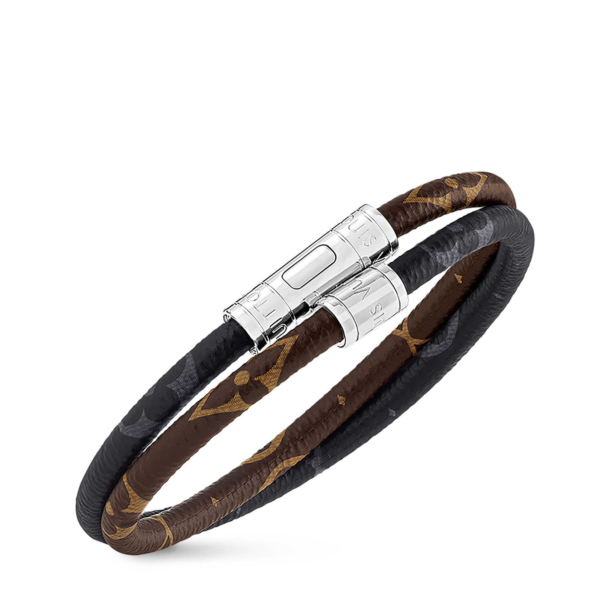 Keep It Double Leather Bracelet Monogram Canvas in Men
