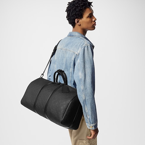 Keepall Bandoulière 50 Bag Monogram Taurillon Leather in Trunks, Travel and Home's Travel Bags and Rolling Luggage Travel Bags collections by Louis Vuitton (Product zoom)
