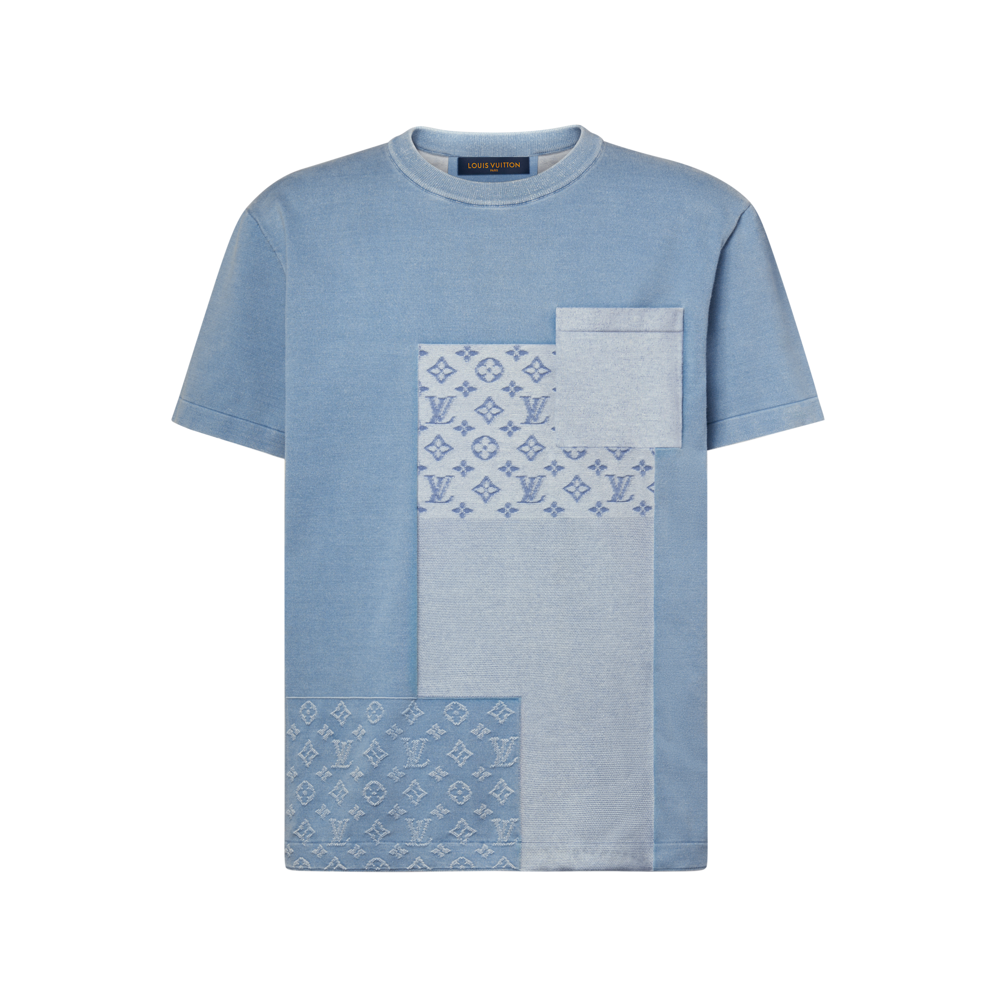 Knitted Patchwork Denim Short-Sleeved Crewneck - New In Men 