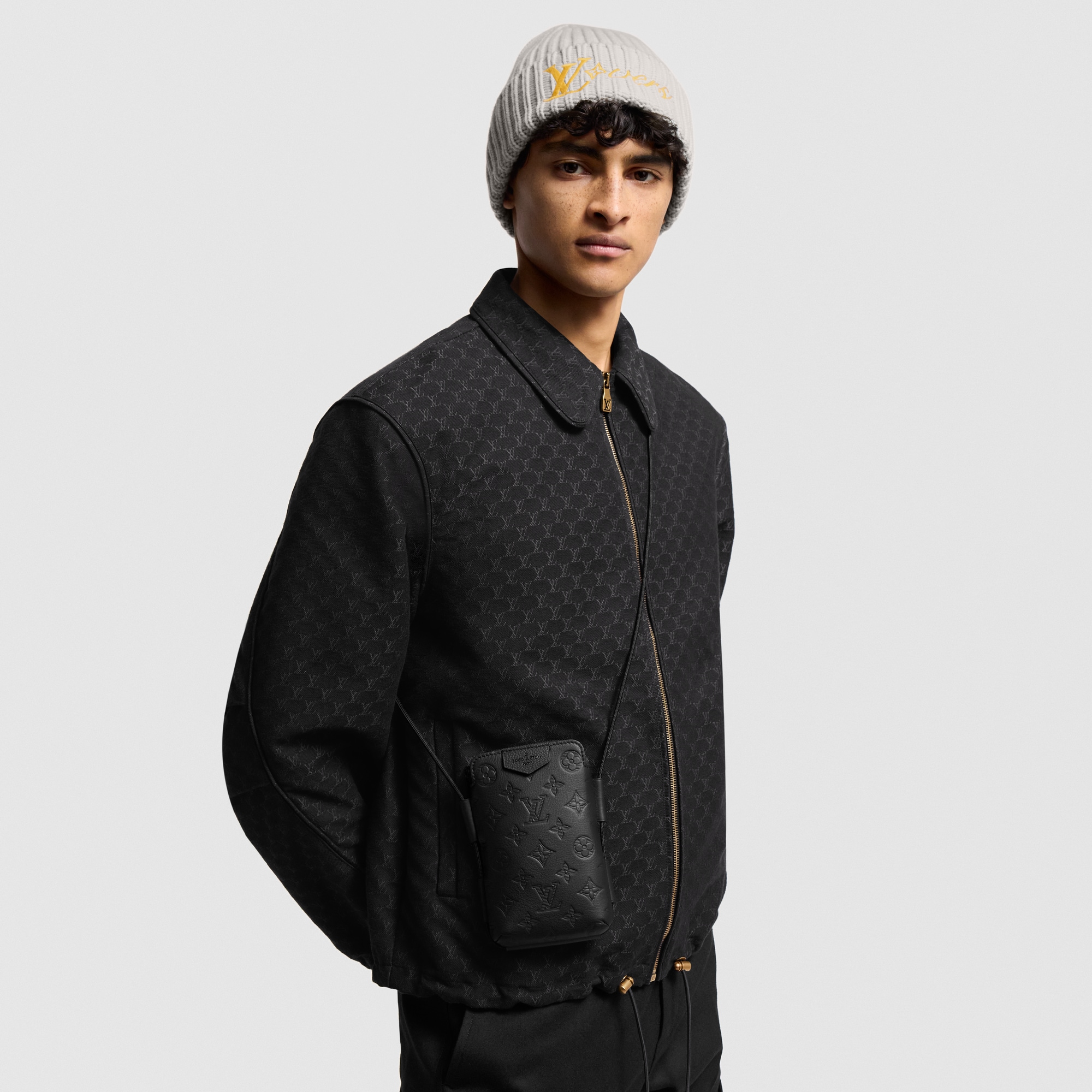Lace Up Pouch Monogram Shadow in Men