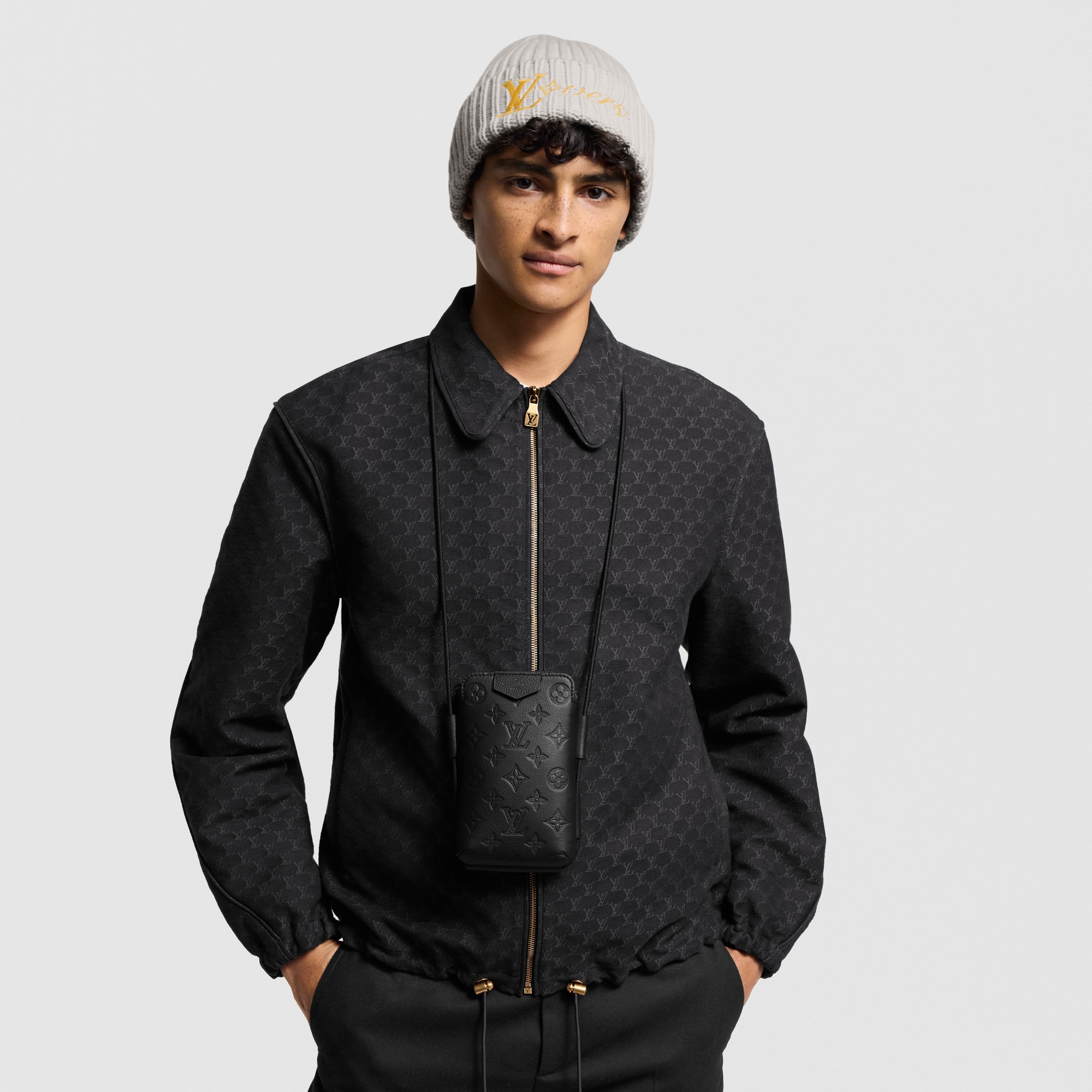 Lace Up Pouch Monogram Shadow in Men