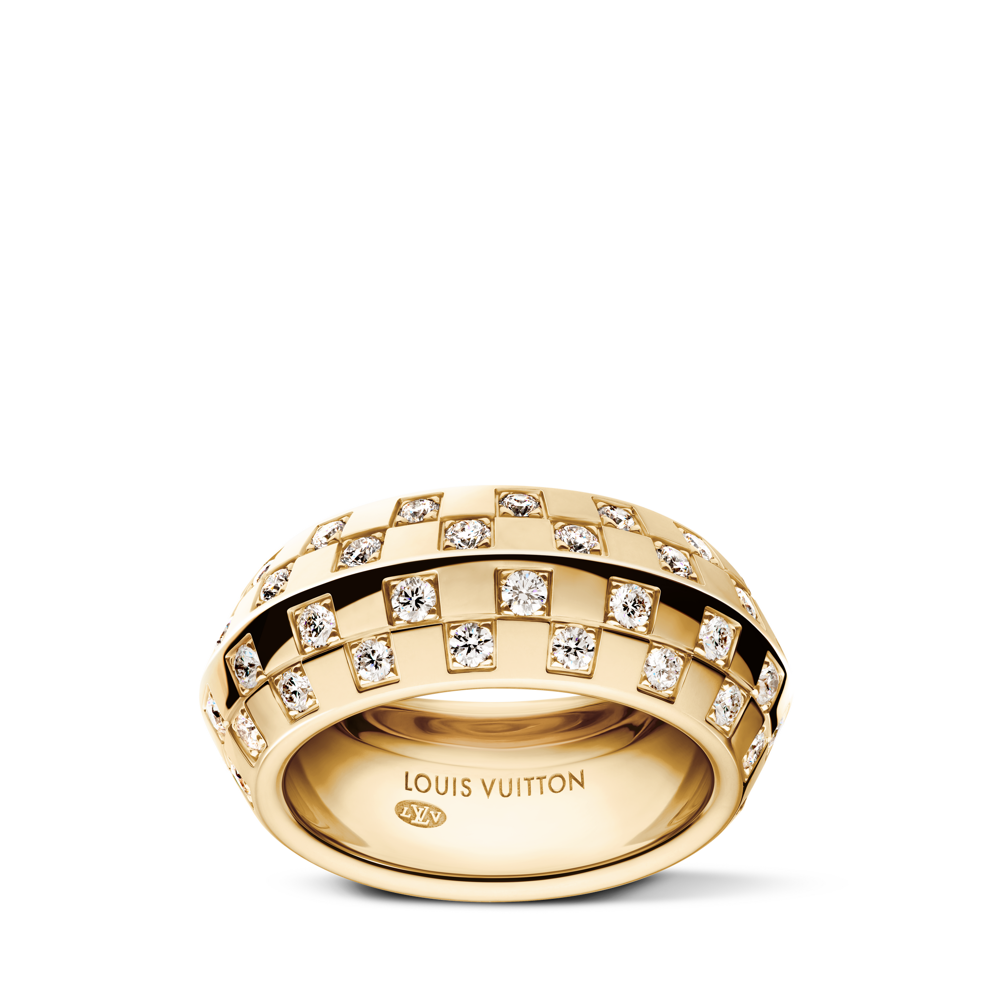 Le Damier de Louis Vuitton Double Ring, Yellow Gold and Diamonds  in Jewellery