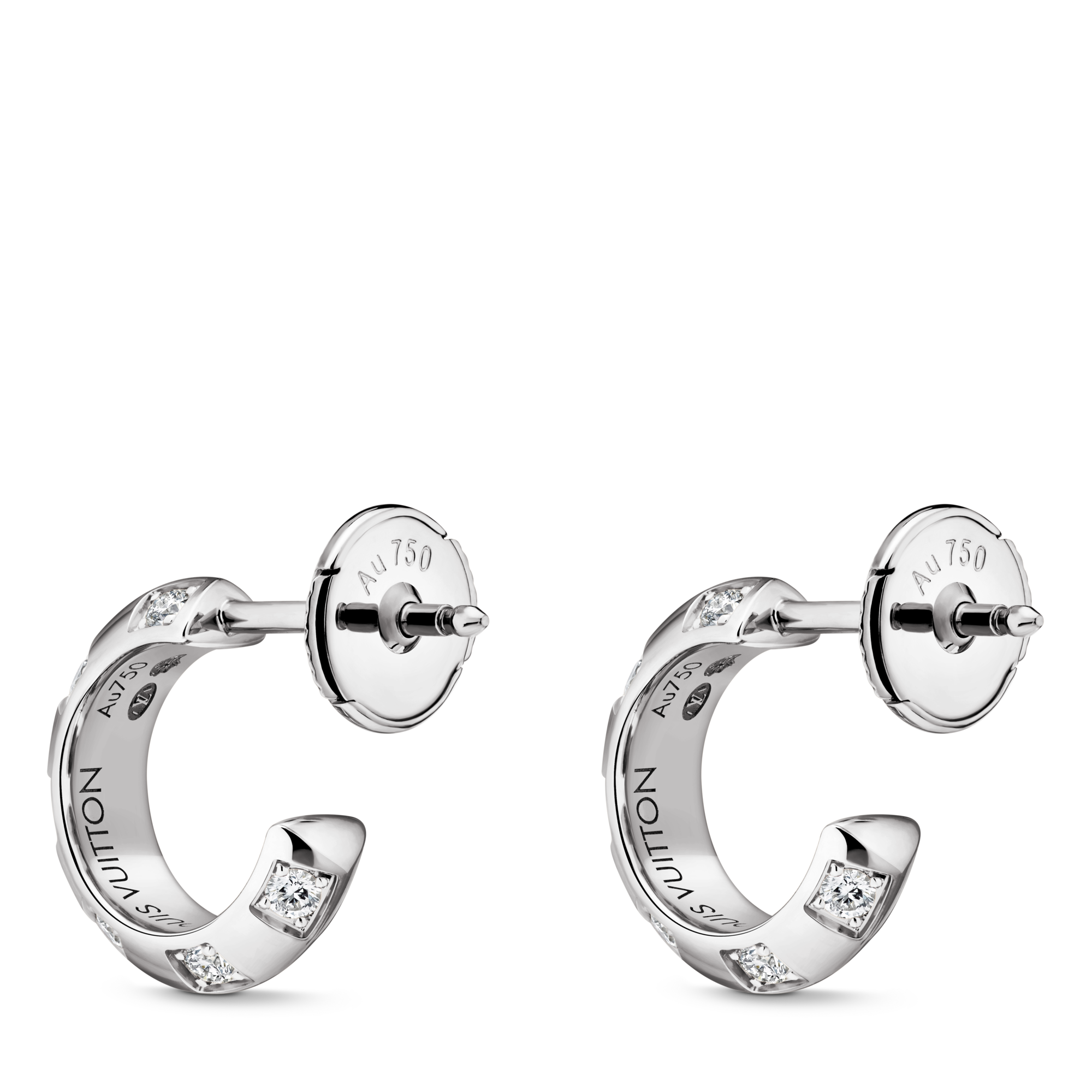 Le Damier de Louis Vuitton Small Hoops, White Gold and Diamonds  in Jewellery